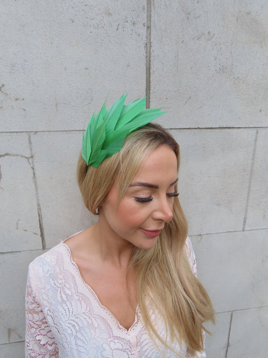 Olive Green Feather Fascinator Headband