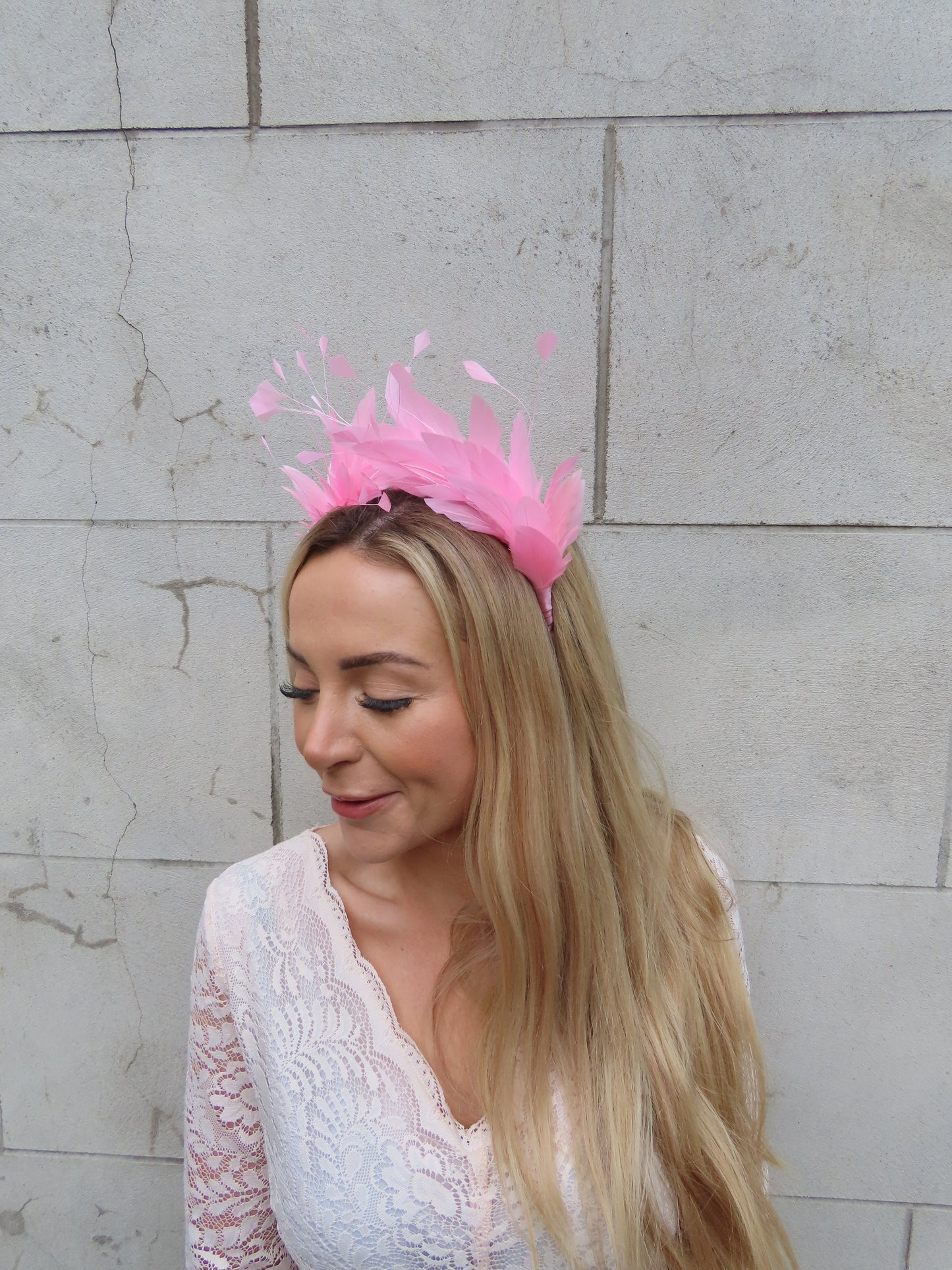Baby Pink Feather Crown Fascinator