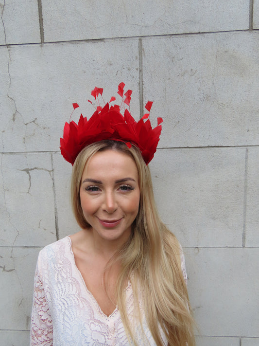 Red Feather Crown Headpiece
