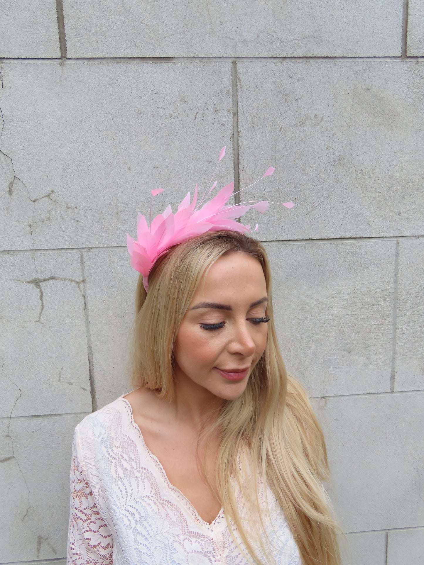 Baby Pink Feather Fascinator Headband