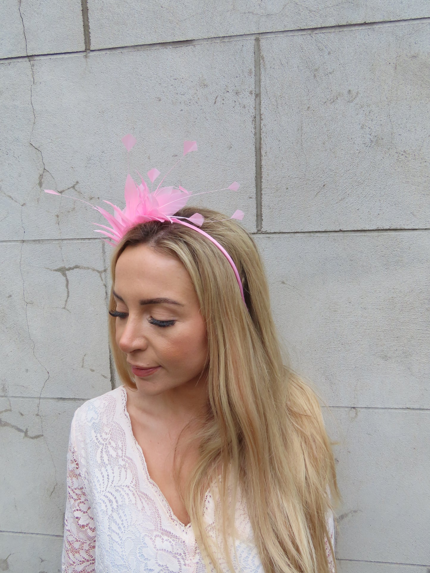 Baby Pink Feather Fascinator Headband