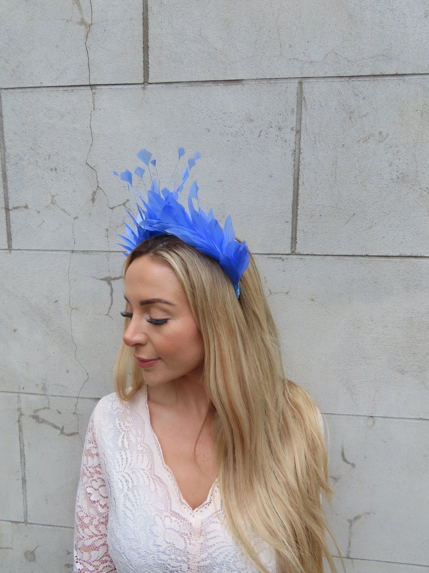 Cornflower Blue Feather Crown Fascinator