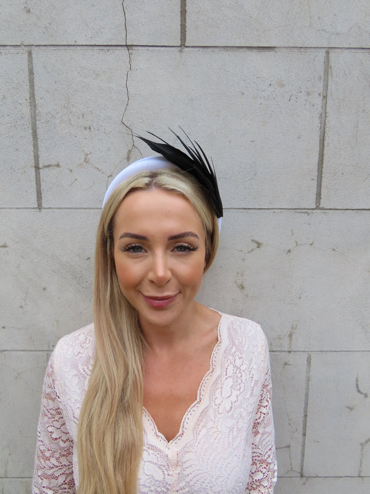 Black & White Feather Fascinator Headband