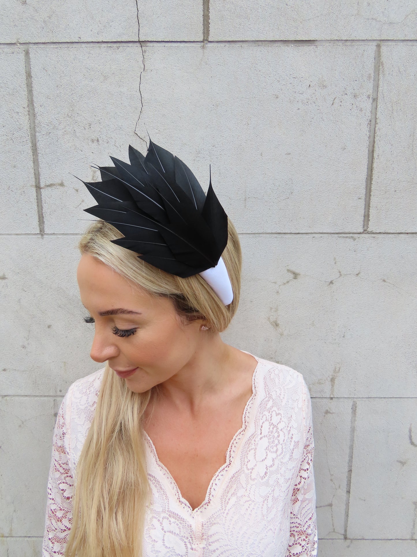 Black & White Feather Fascinator Headband