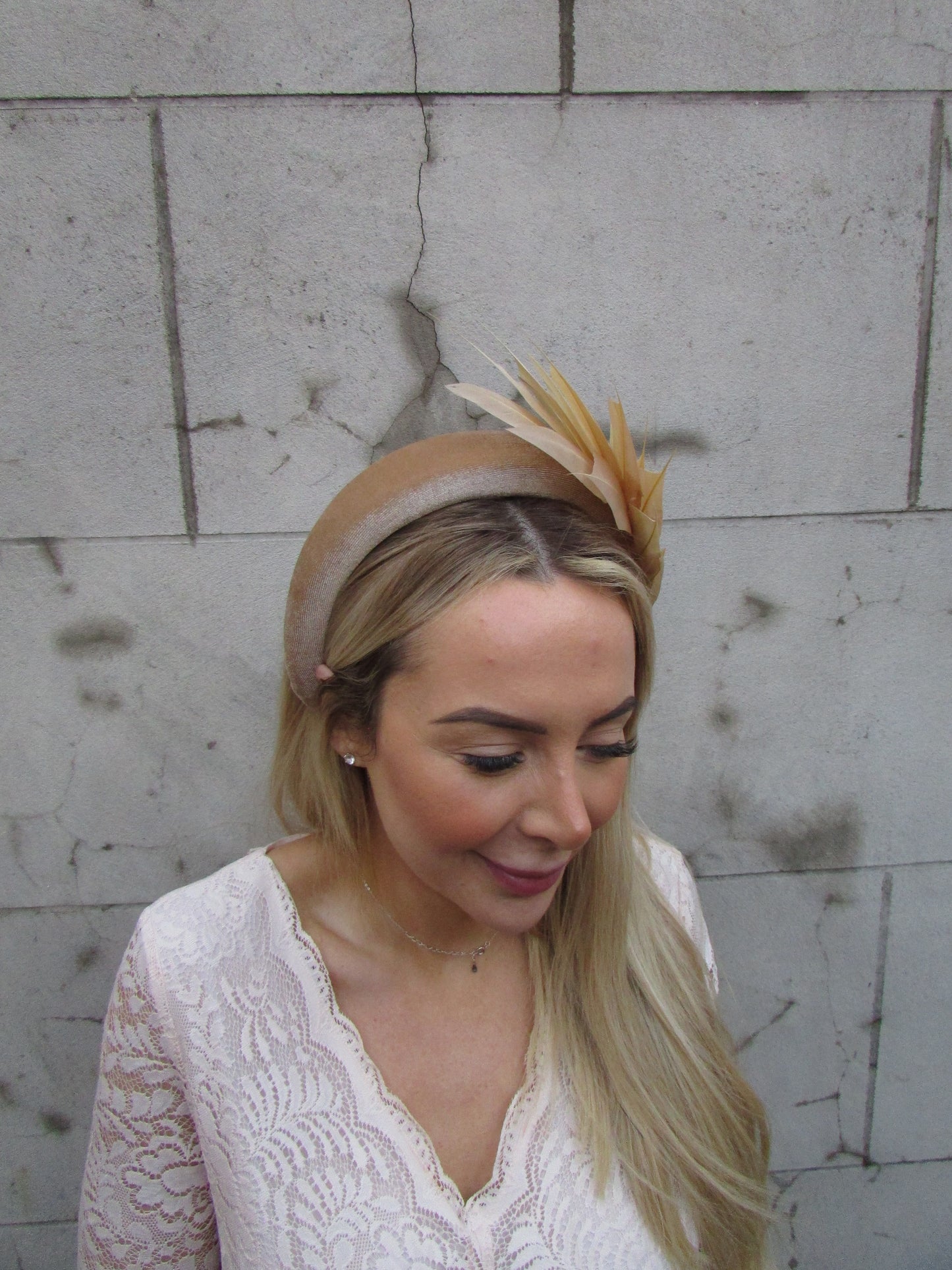 Beige Feather Headpiece