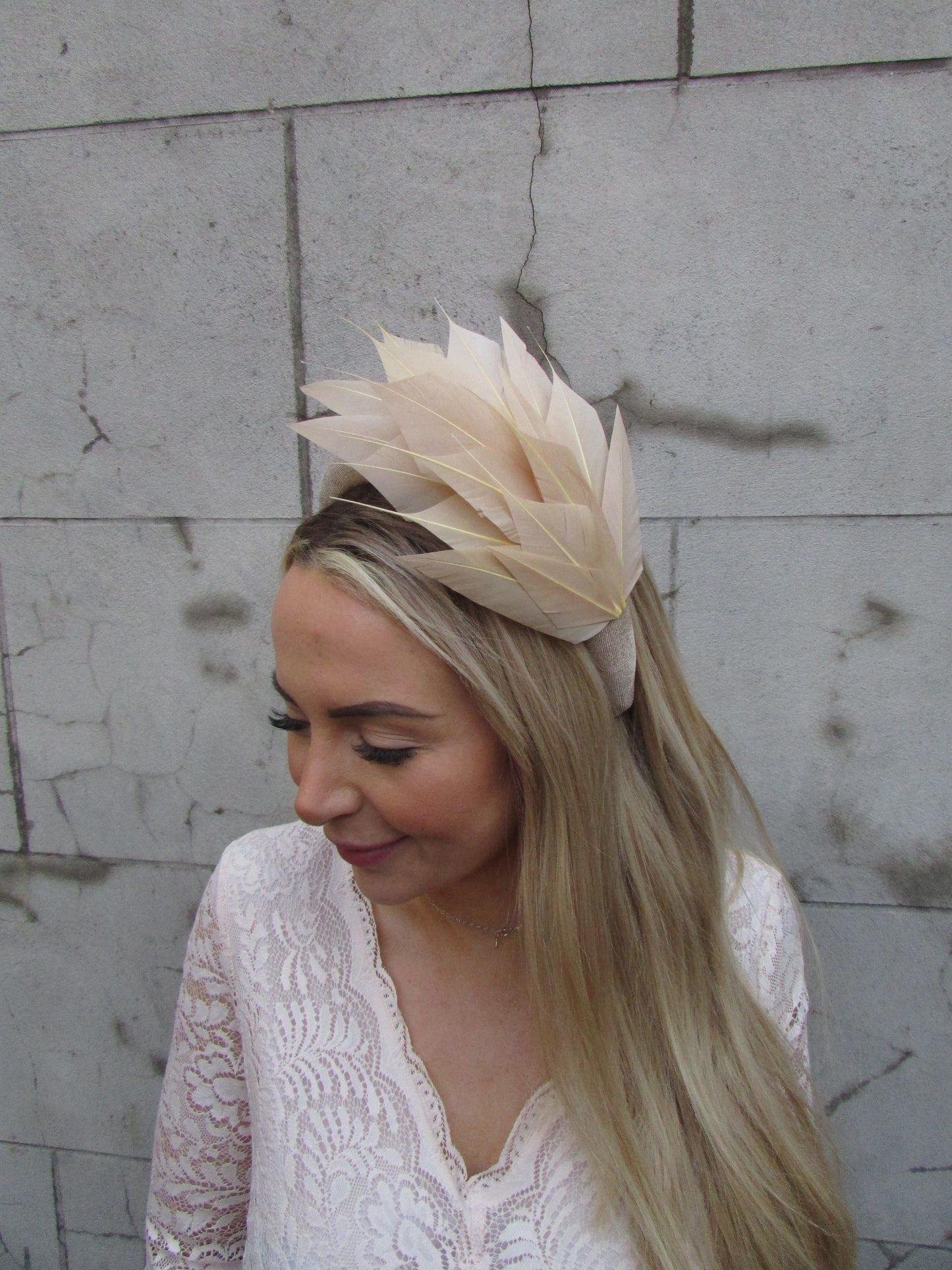 Beige Feather Headpiece