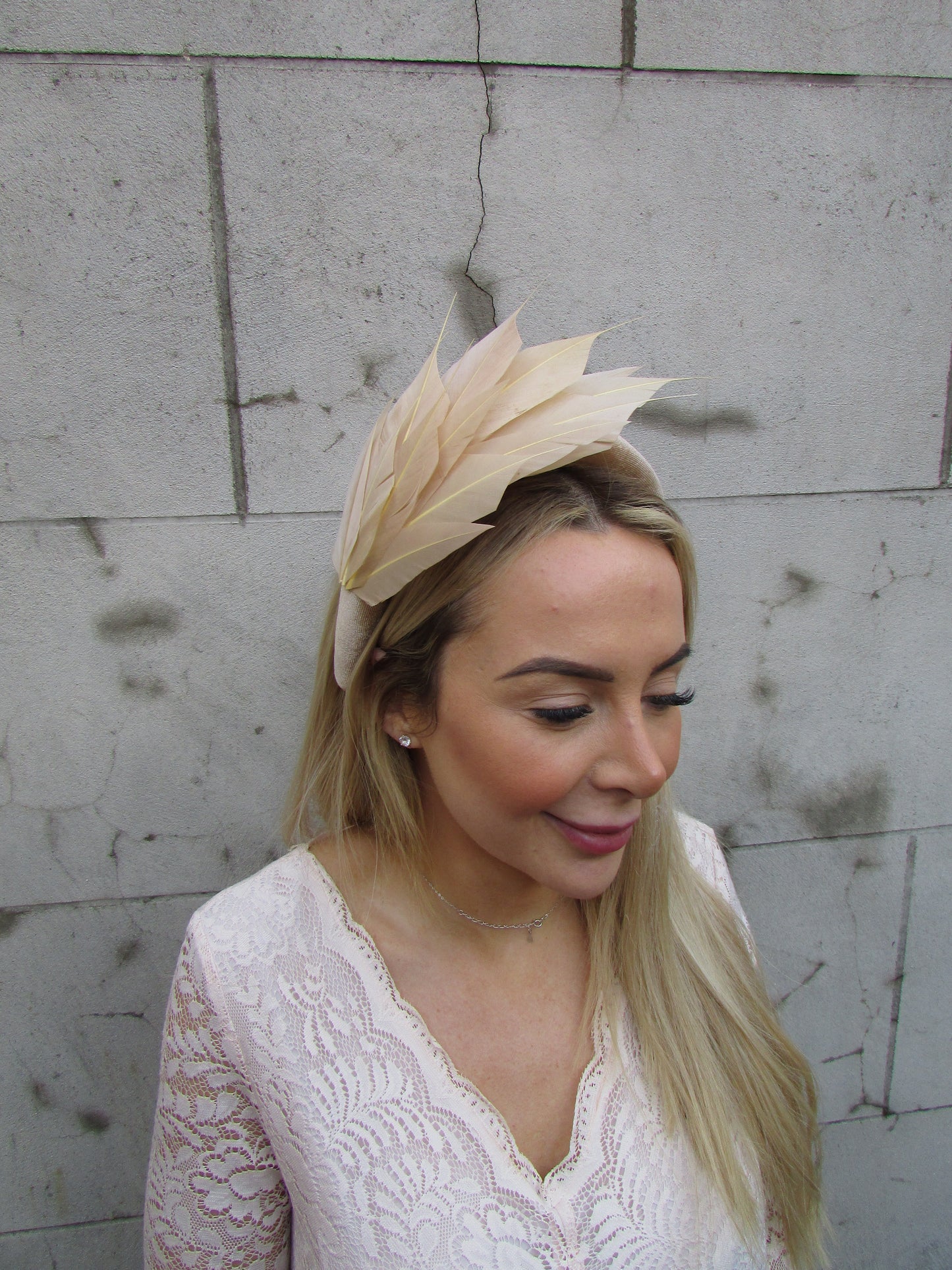 Beige Feather Headpiece