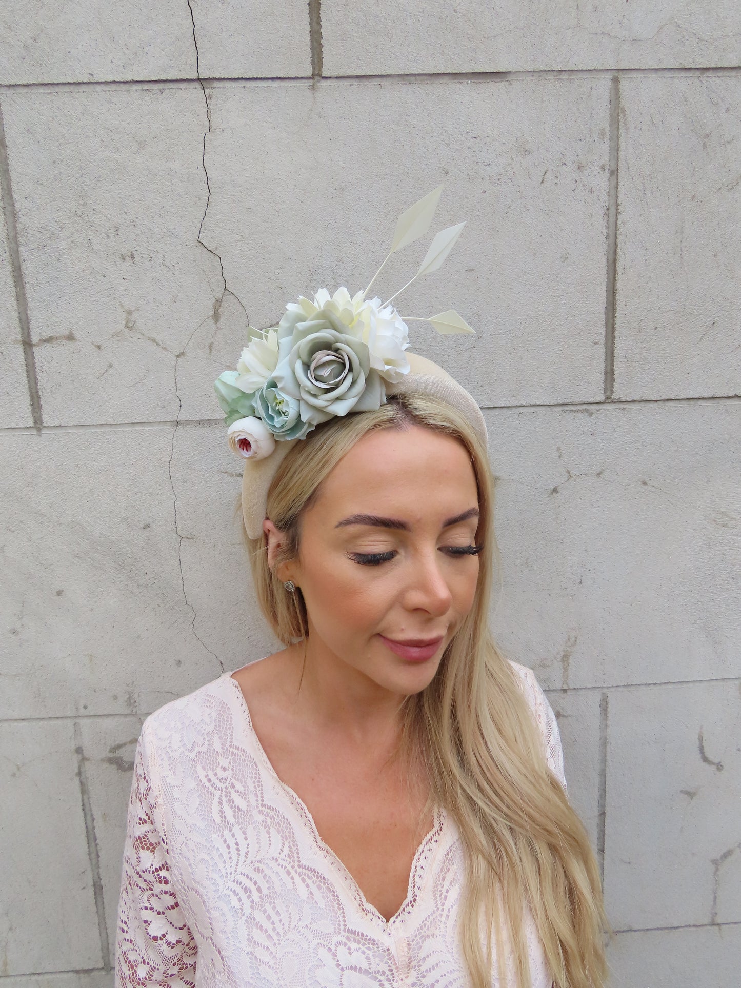 Cream & Sage Fascinator Headband