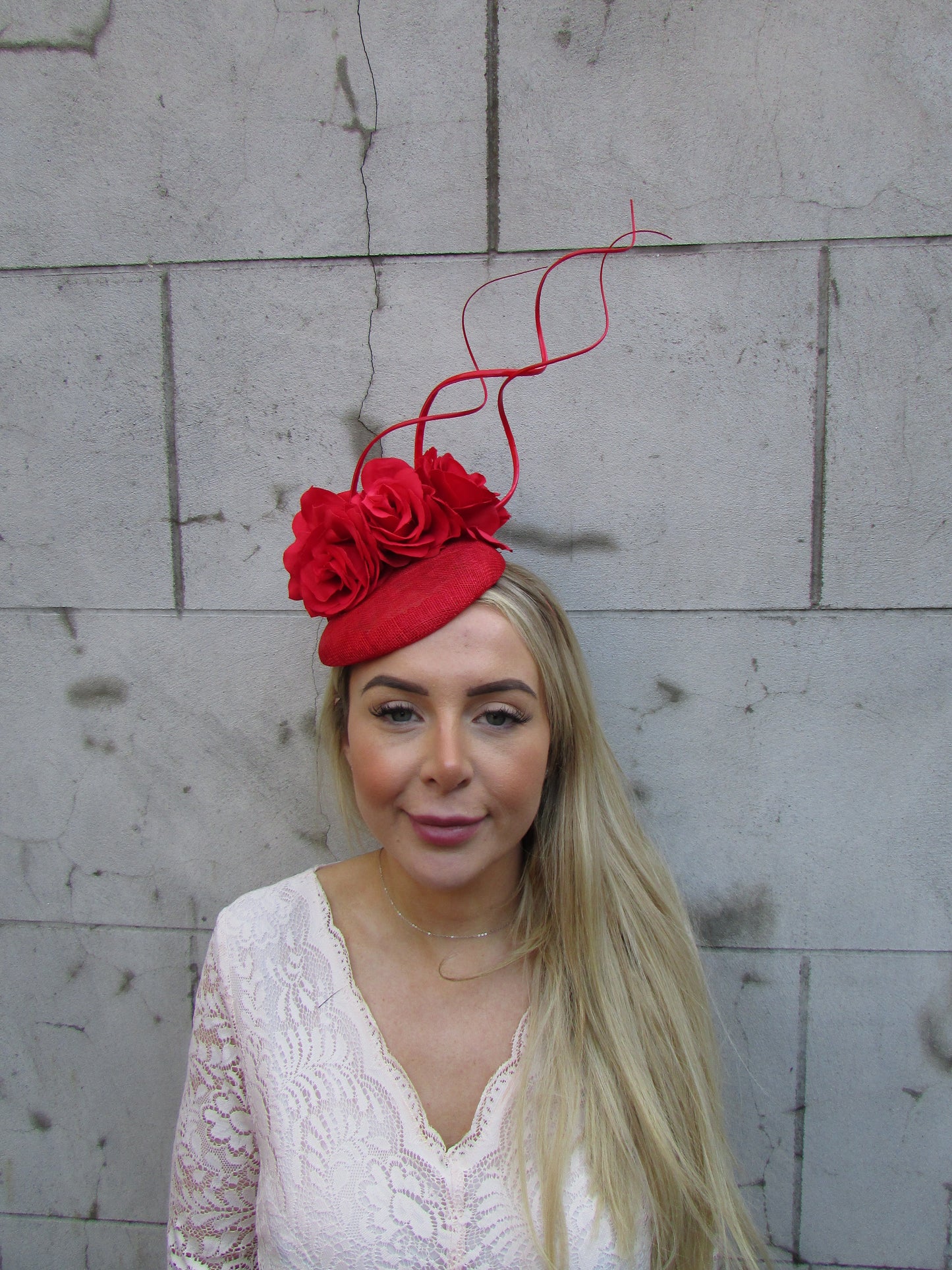 Red Rose Pillbox Hat Fascinator