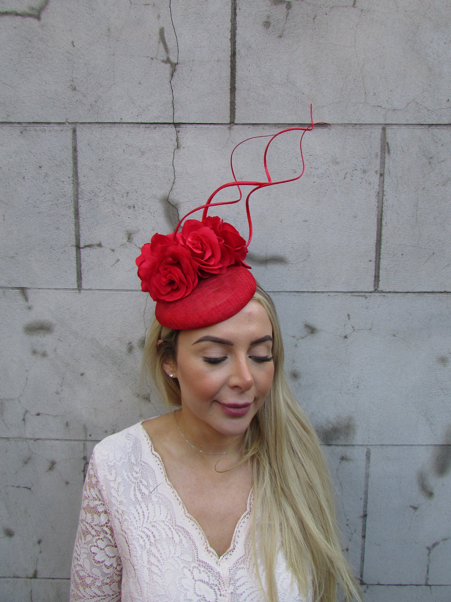 Red Rose Pillbox Hat Fascinator