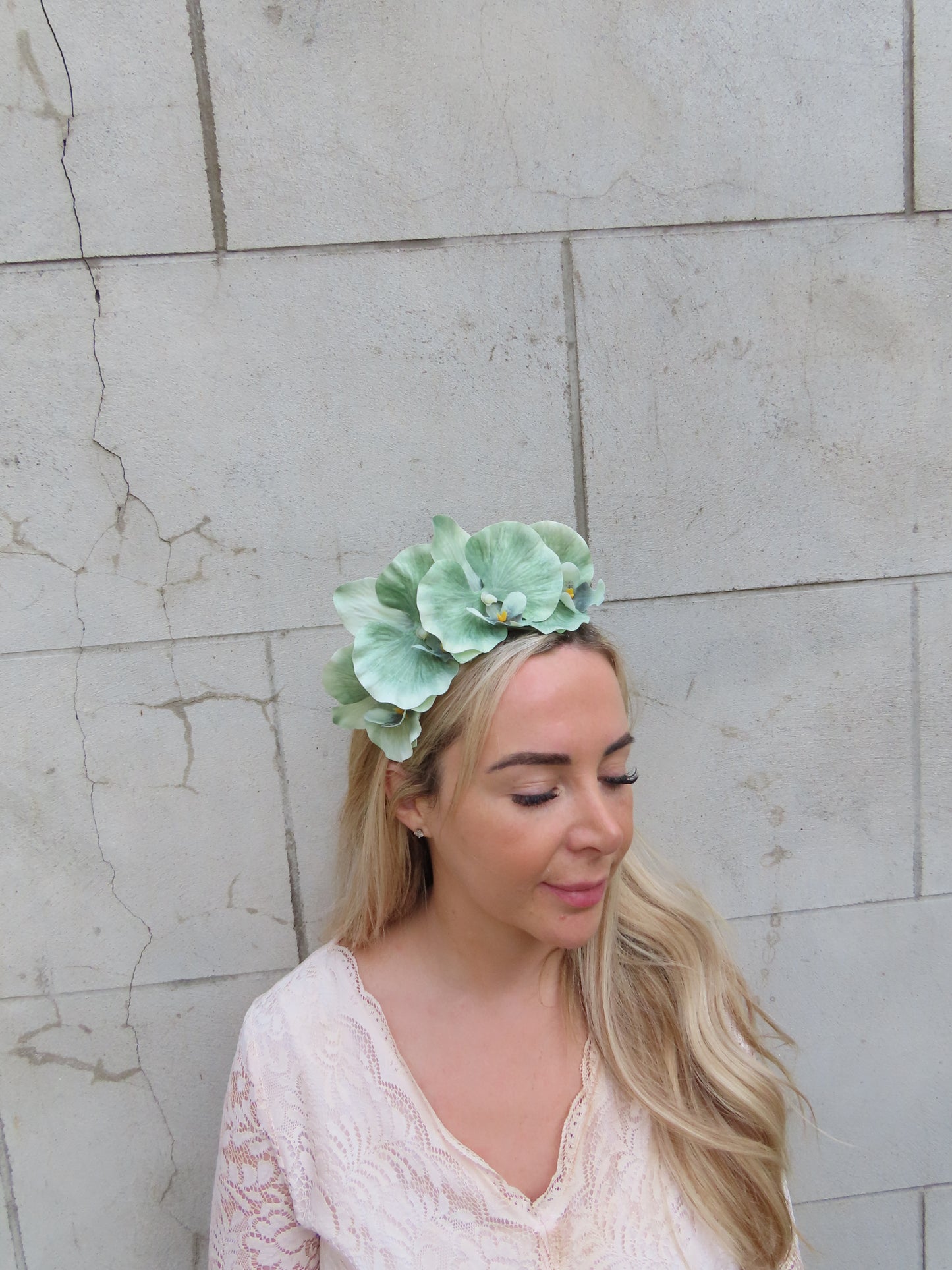Sage Green Orchid Flower Fascinator