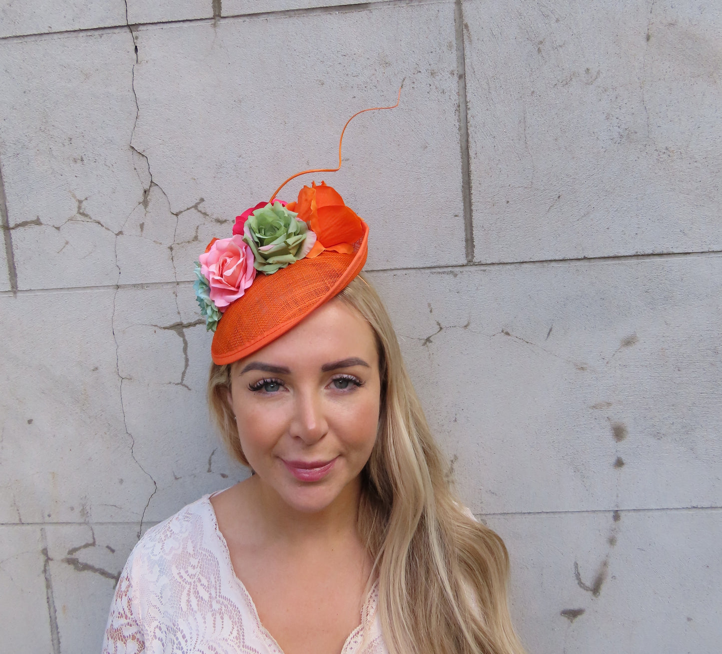 Orange & Olive Green Disc Flower Hat