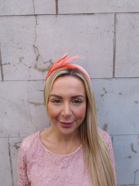 Peach Padded Feather Headband
