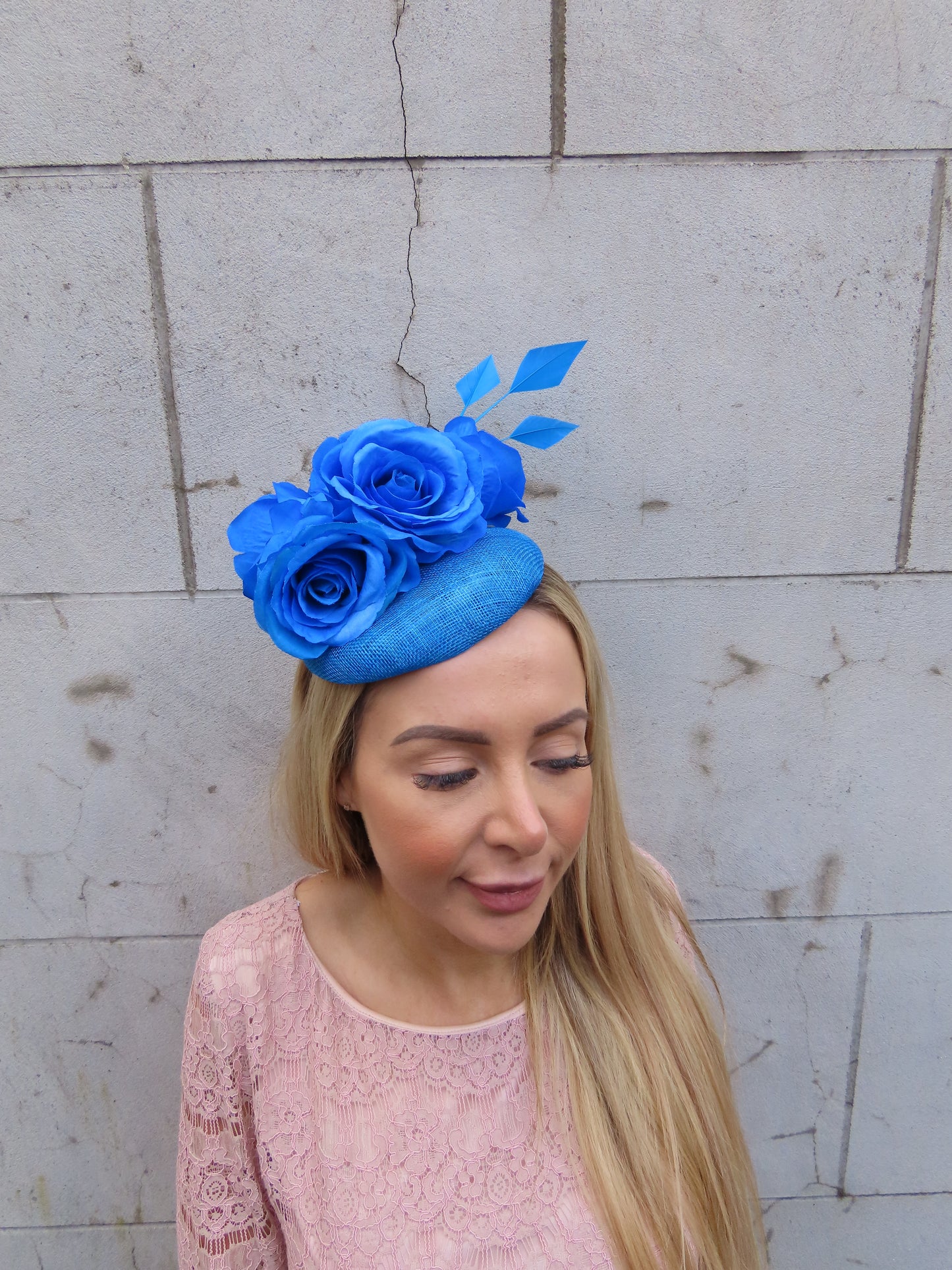 Electric Blue Flower Pillbox Hat