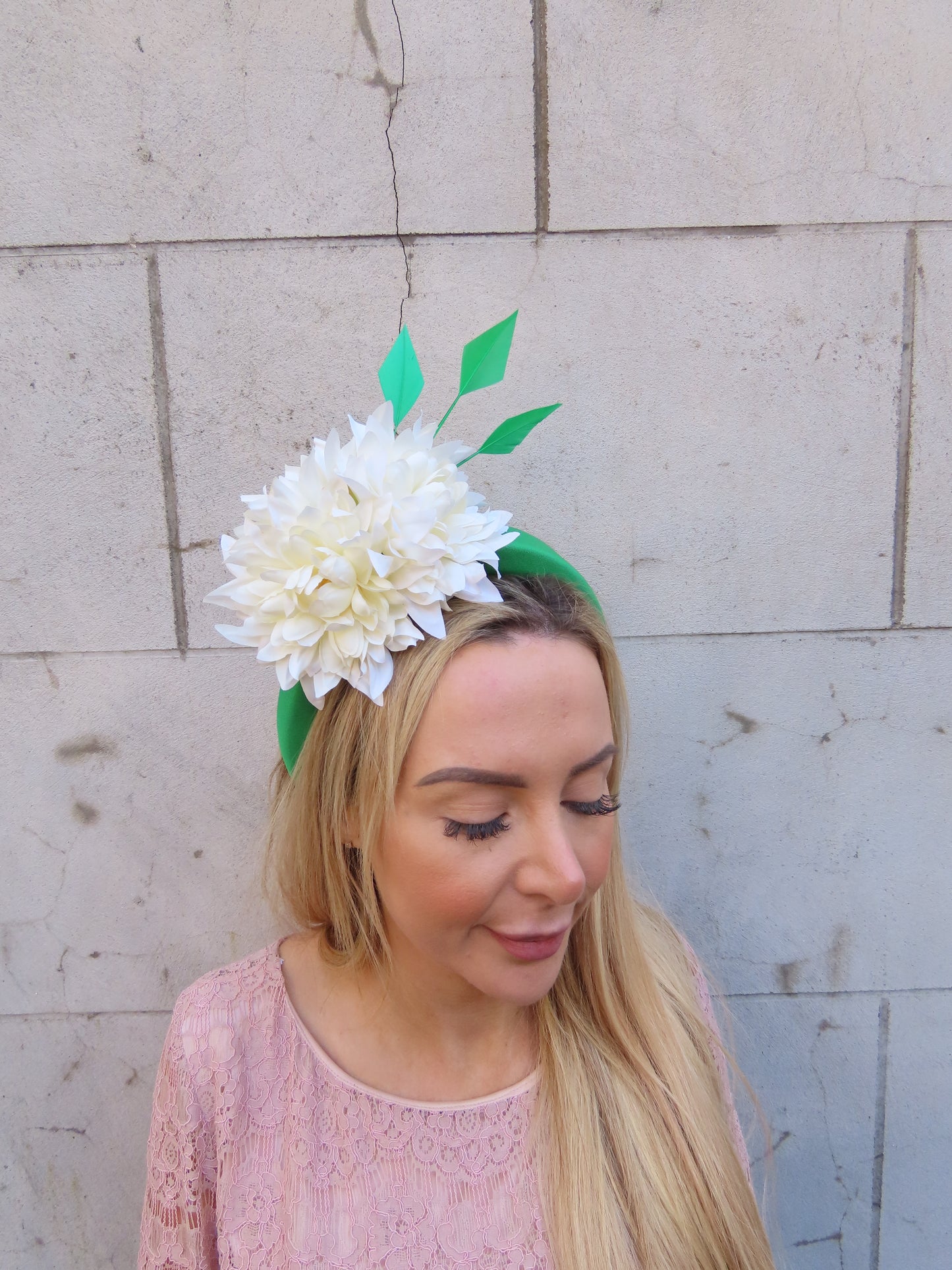 Emerald & Ivory Flower Headpiece