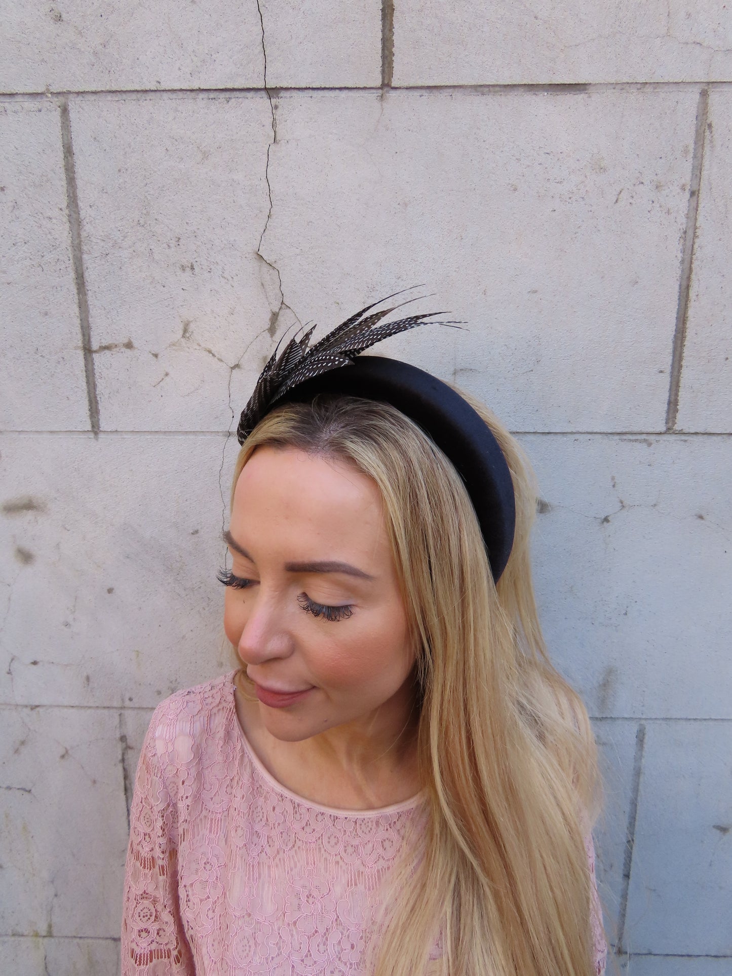 Black Spotty Feather Fascinator Headband