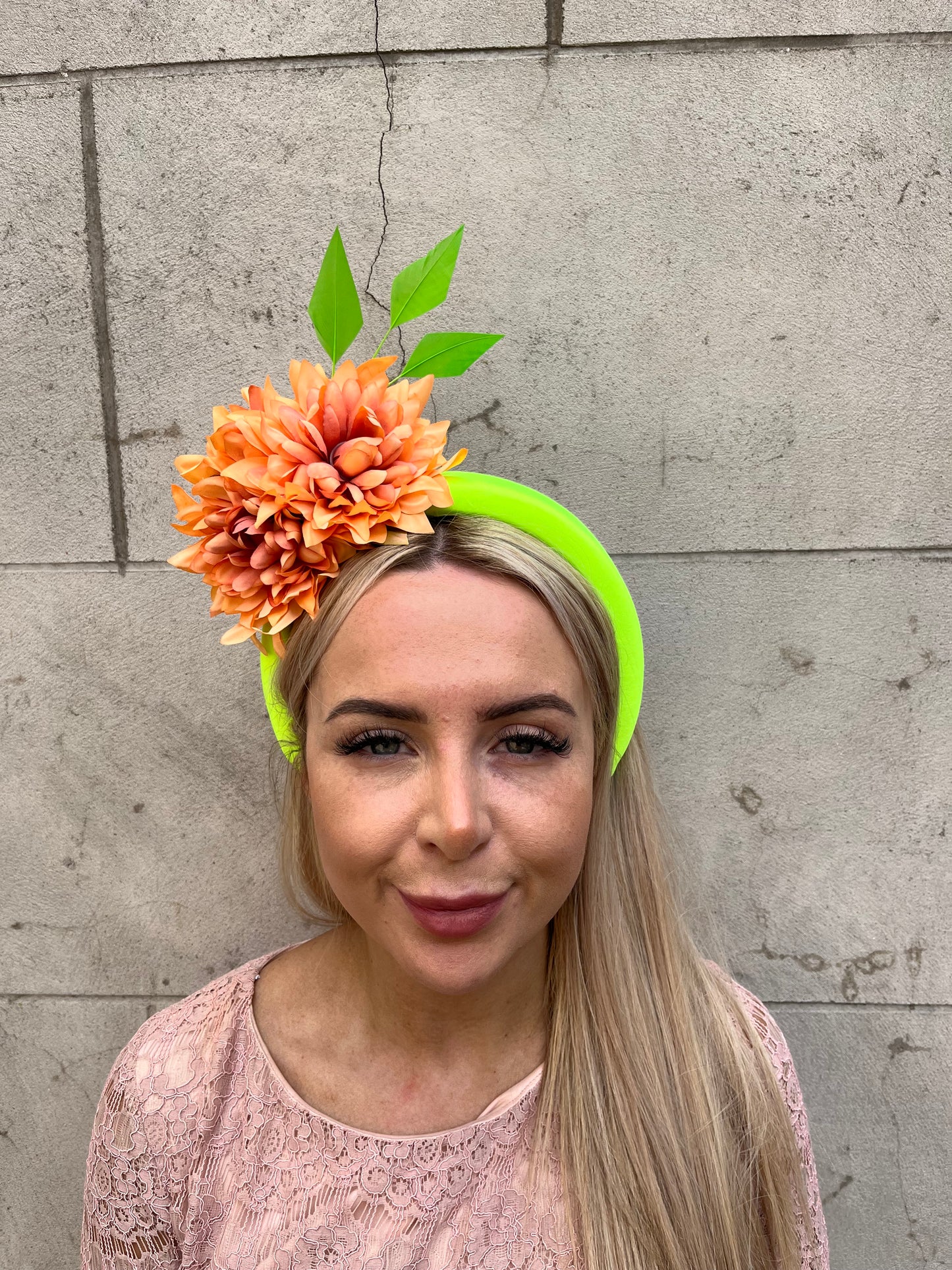 Lime & Orange Rose Padded Headpiece