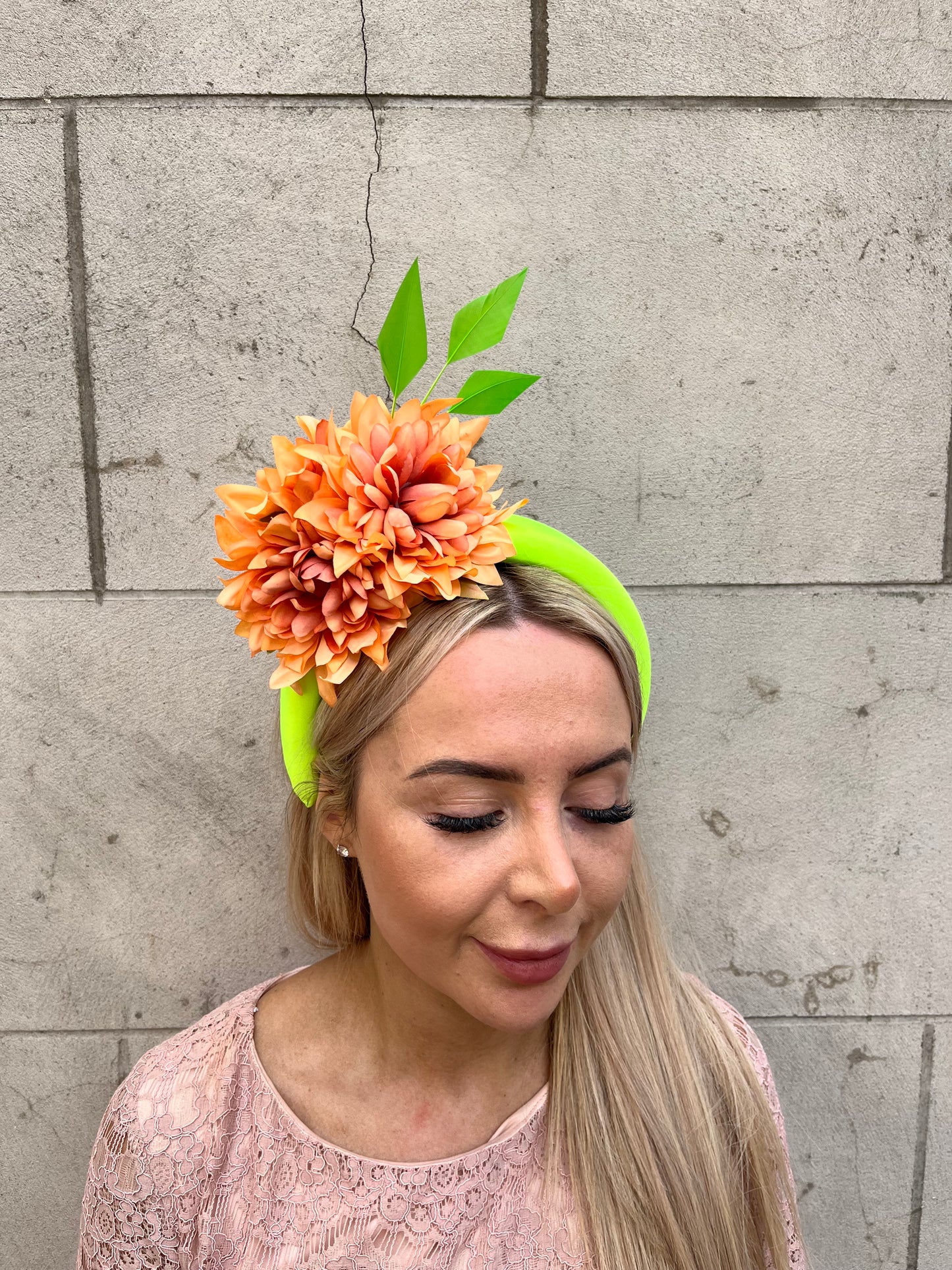 Lime & Orange Rose Padded Headpiece
