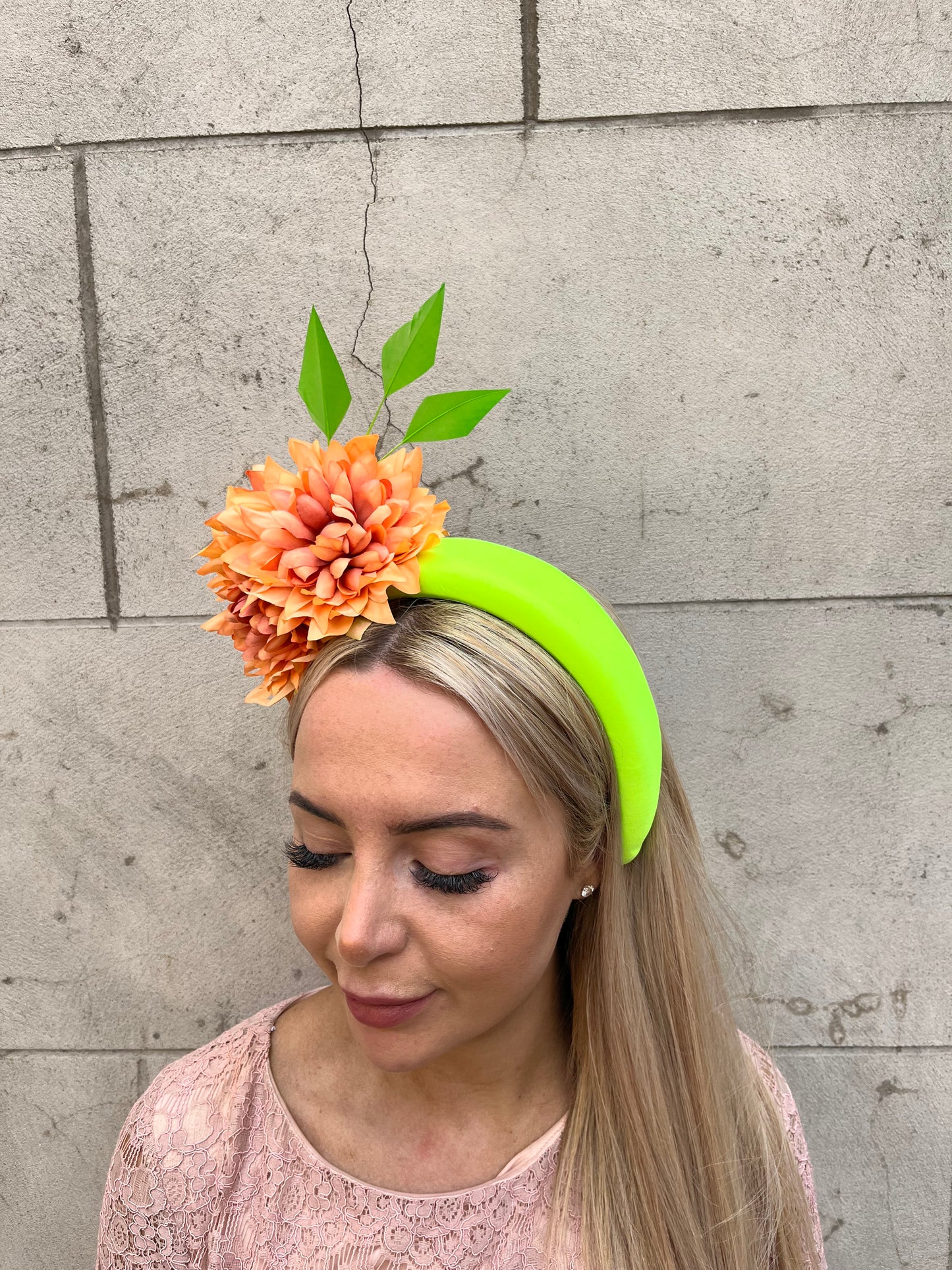 Lime & Orange Rose Padded Headpiece
