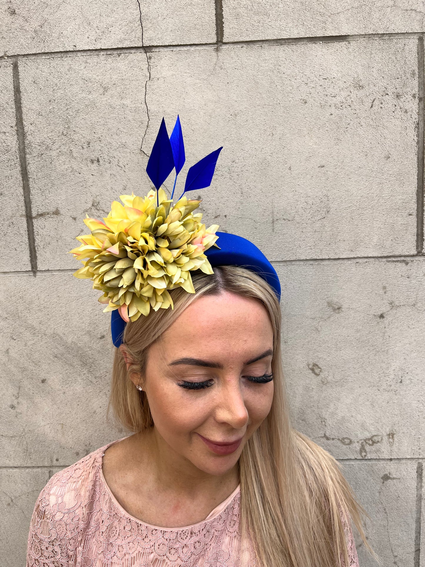 Royal Blue & Chartreuse Flower Fascinator