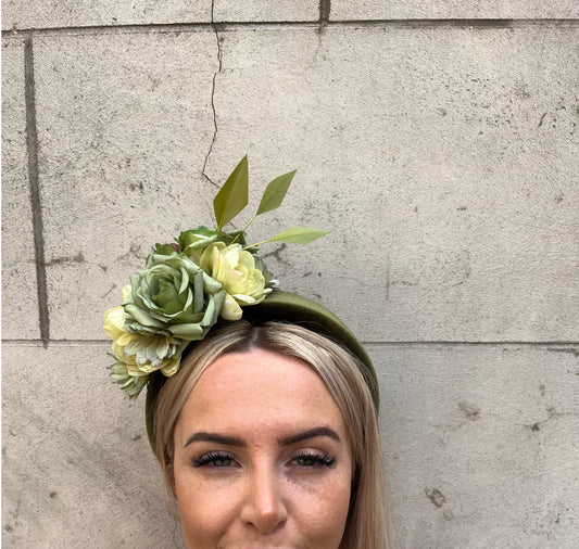 Olive Green Flower Headpiece