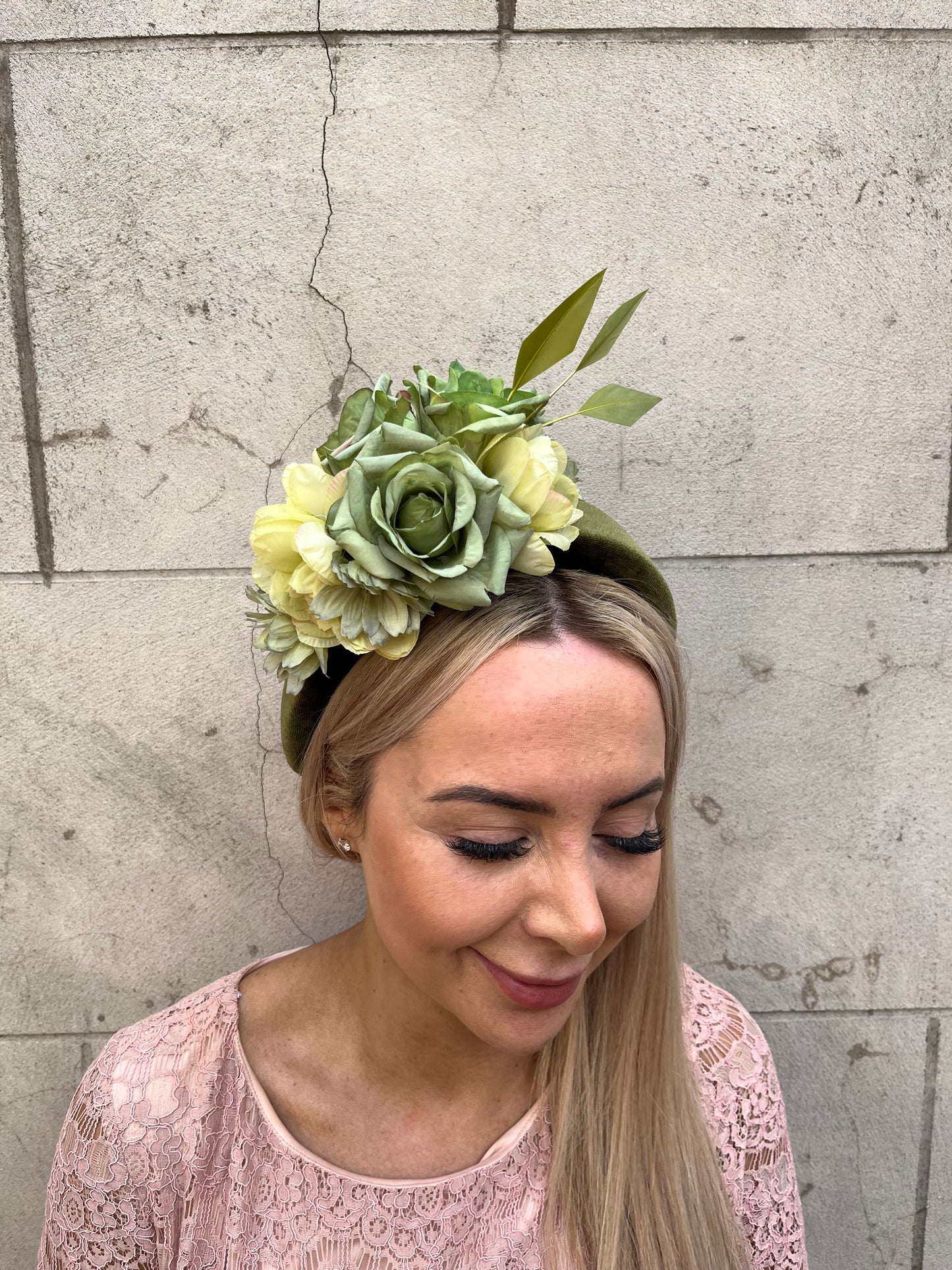 Olive Green Flower Headpiece