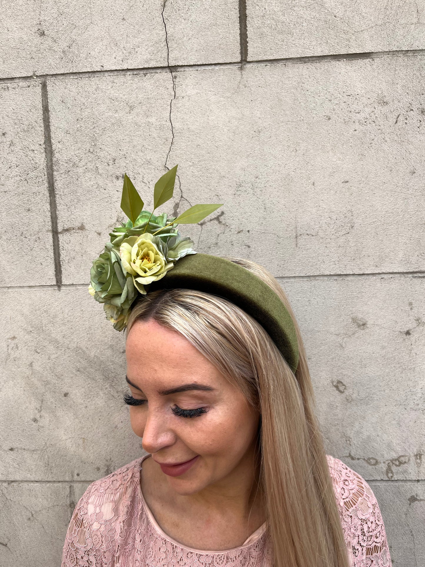 Olive Green Flower Headpiece