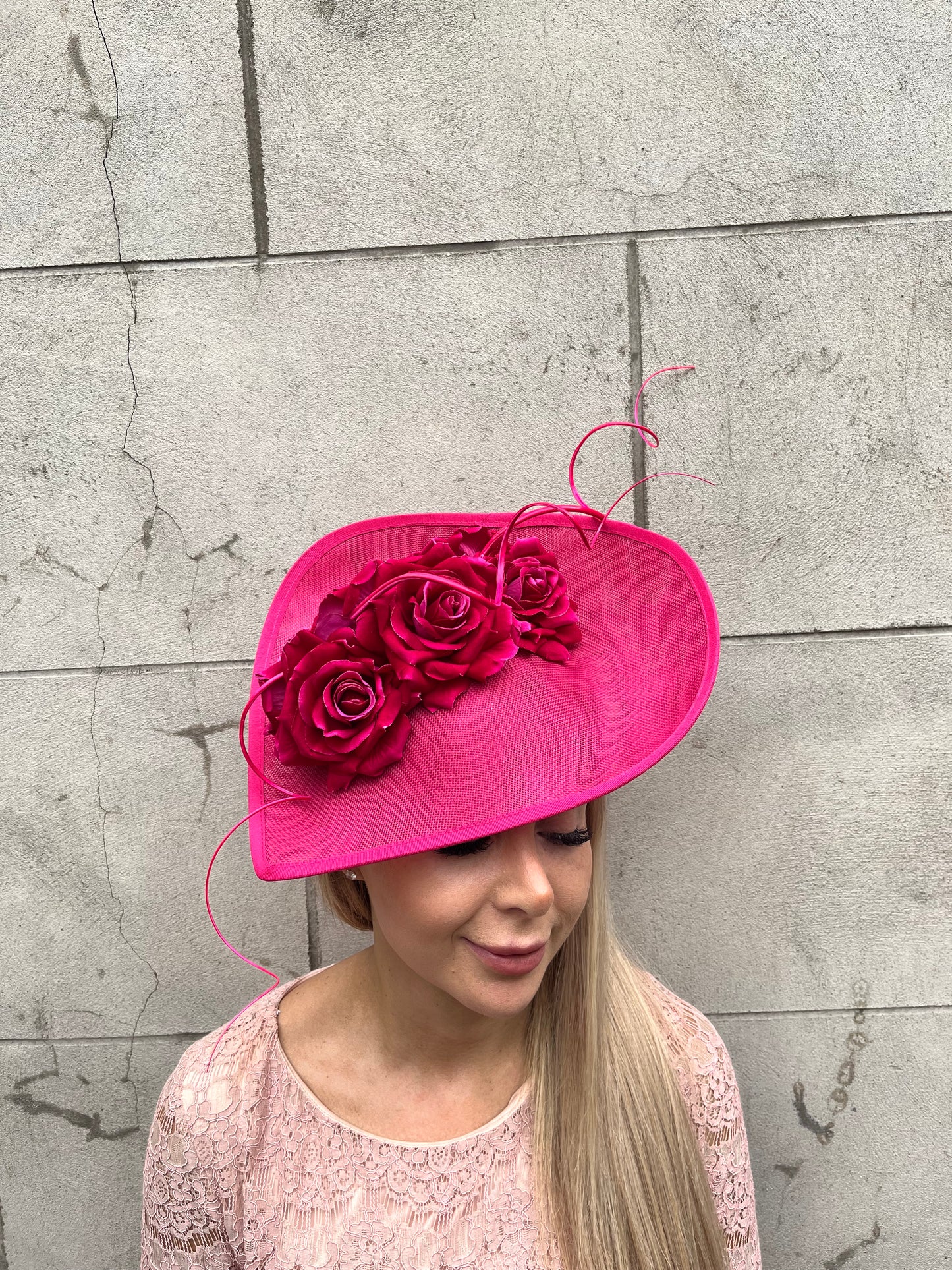 Fuchsia Pink Flower Teardrop Hatinator