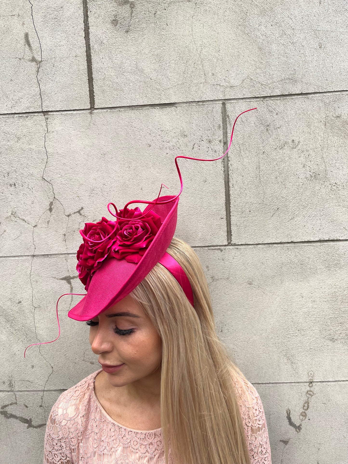 Fuchsia Pink Flower Teardrop Hatinator