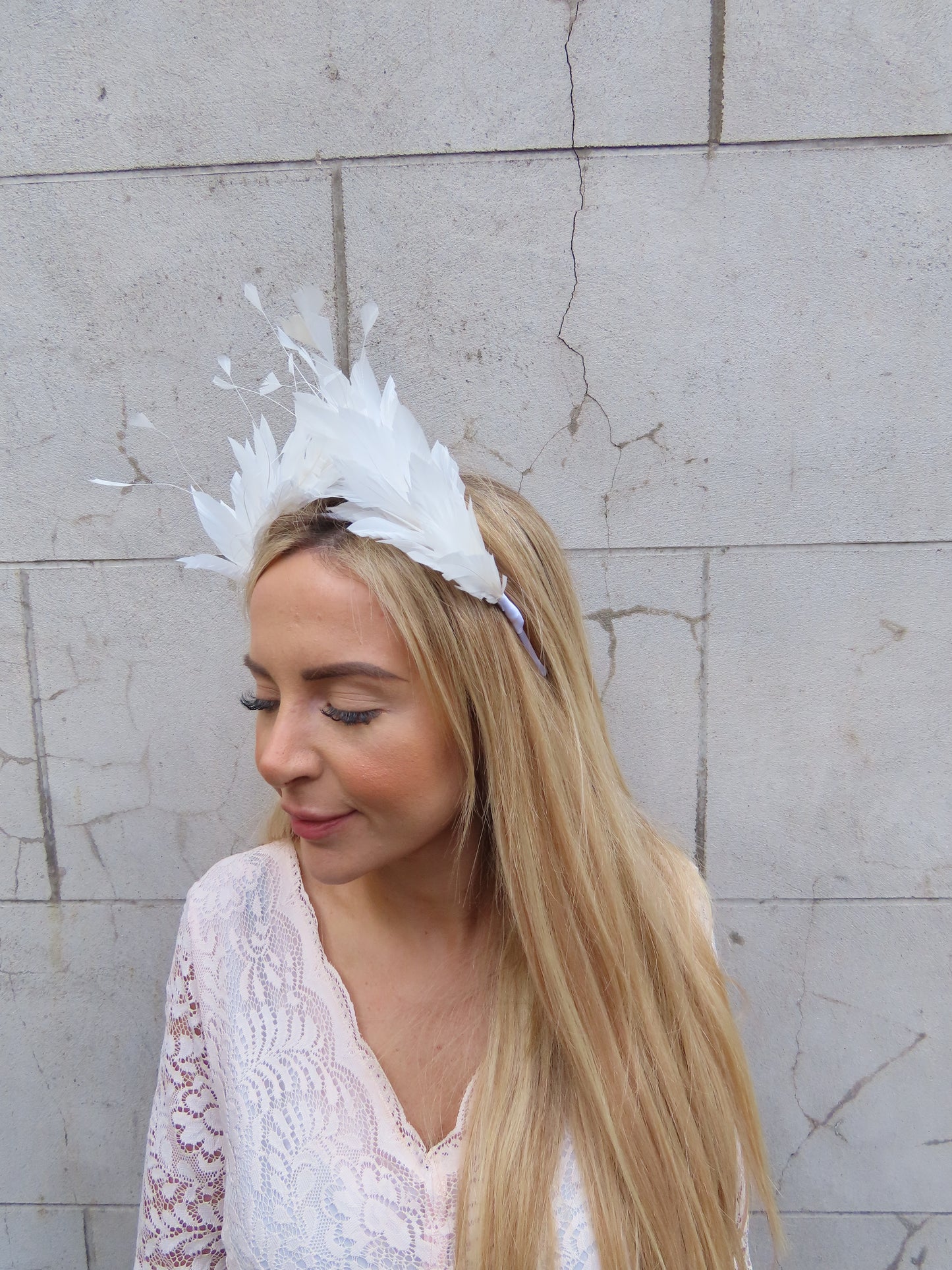 White Feather Crown Fascinator
