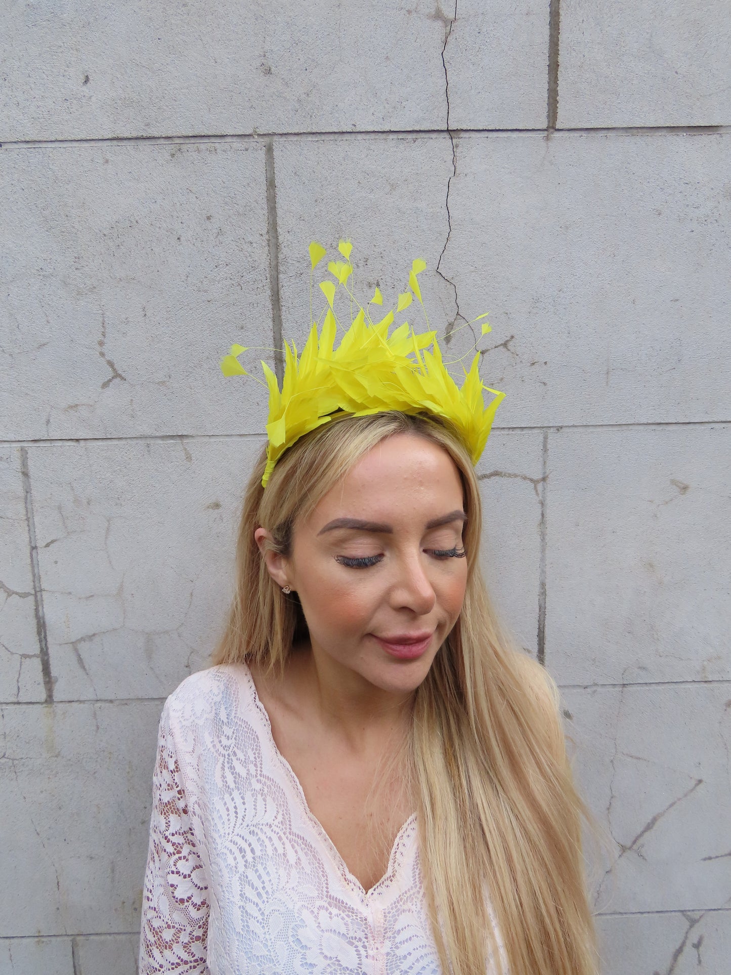 Yellow Feather Crown Fascinator