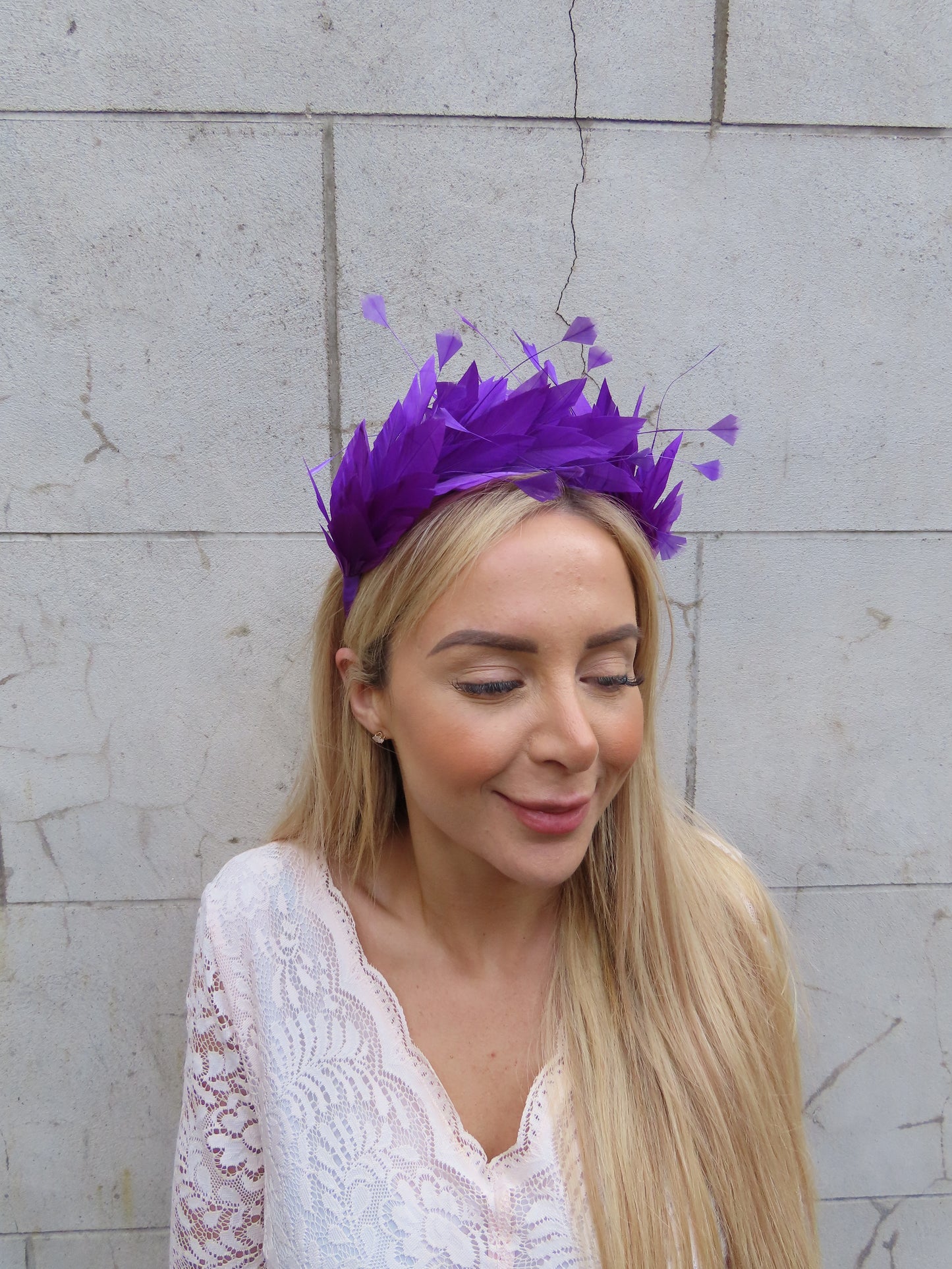 Purple Feather Crown Fascinator