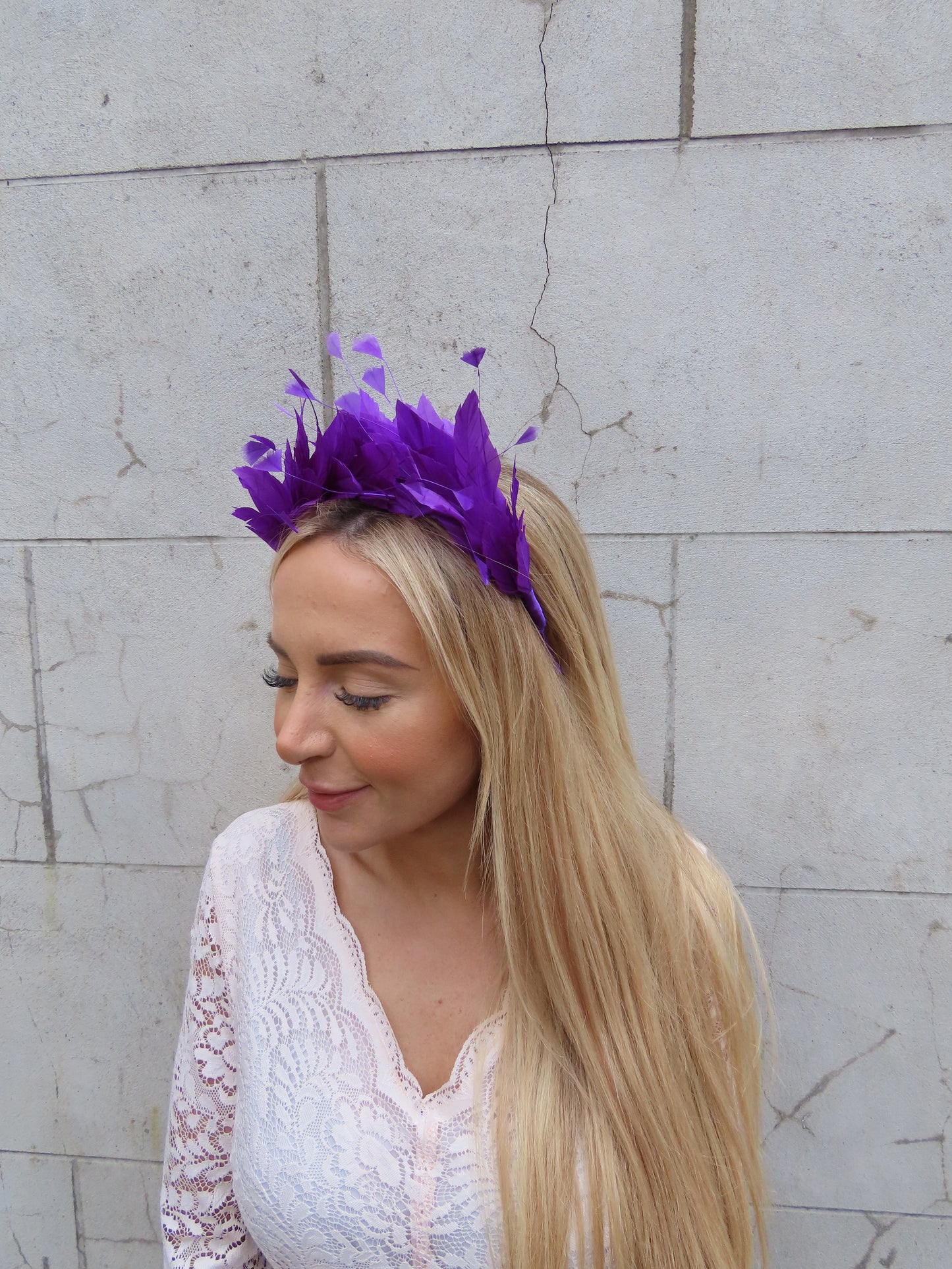 Purple Feather Crown Fascinator