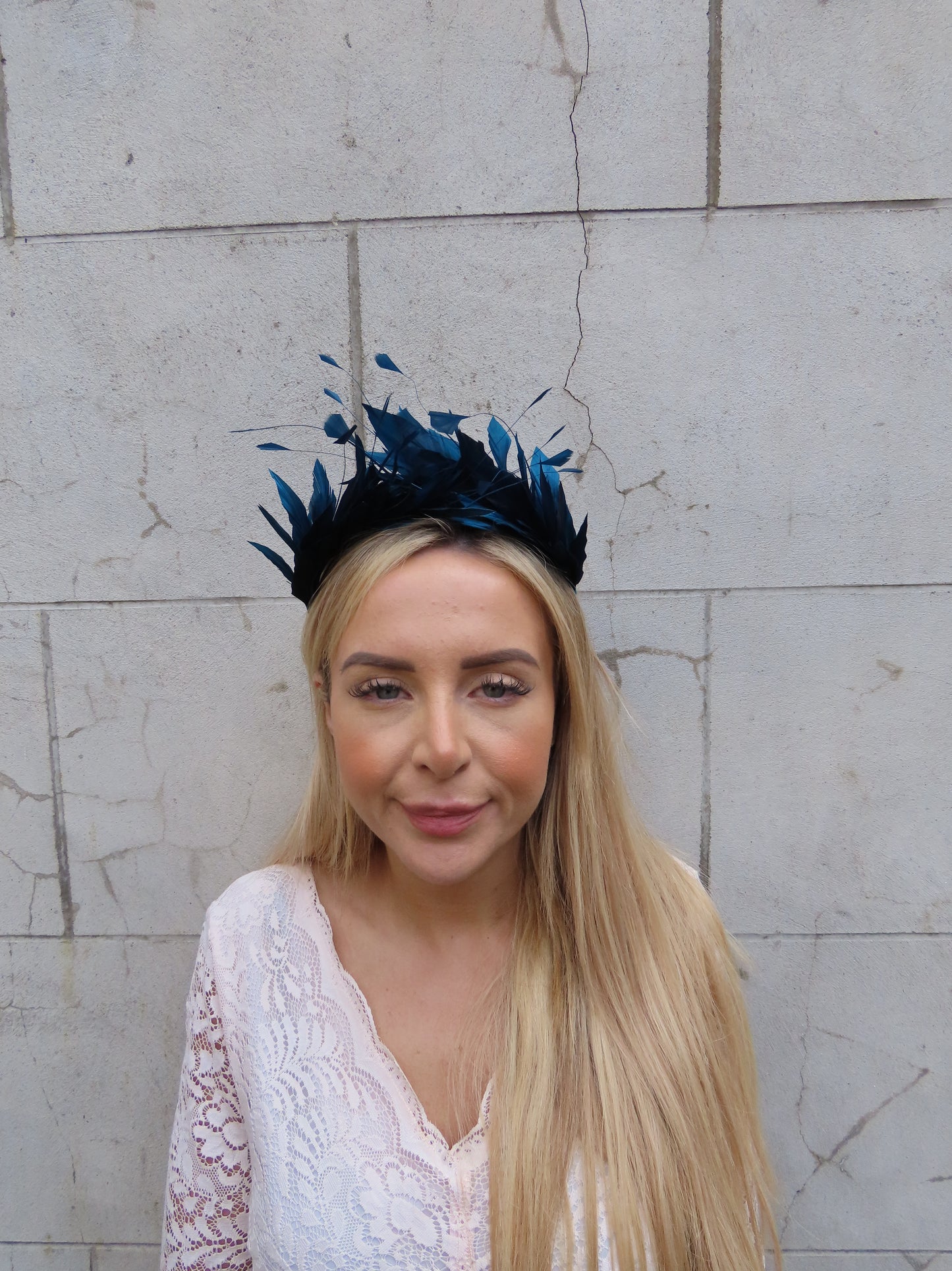 Teal Feather Crown Fascinator