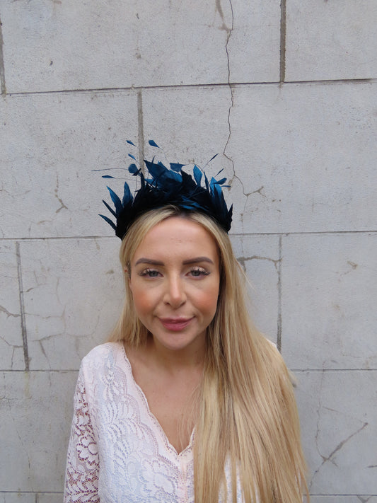 Teal Feather Crown Fascinator