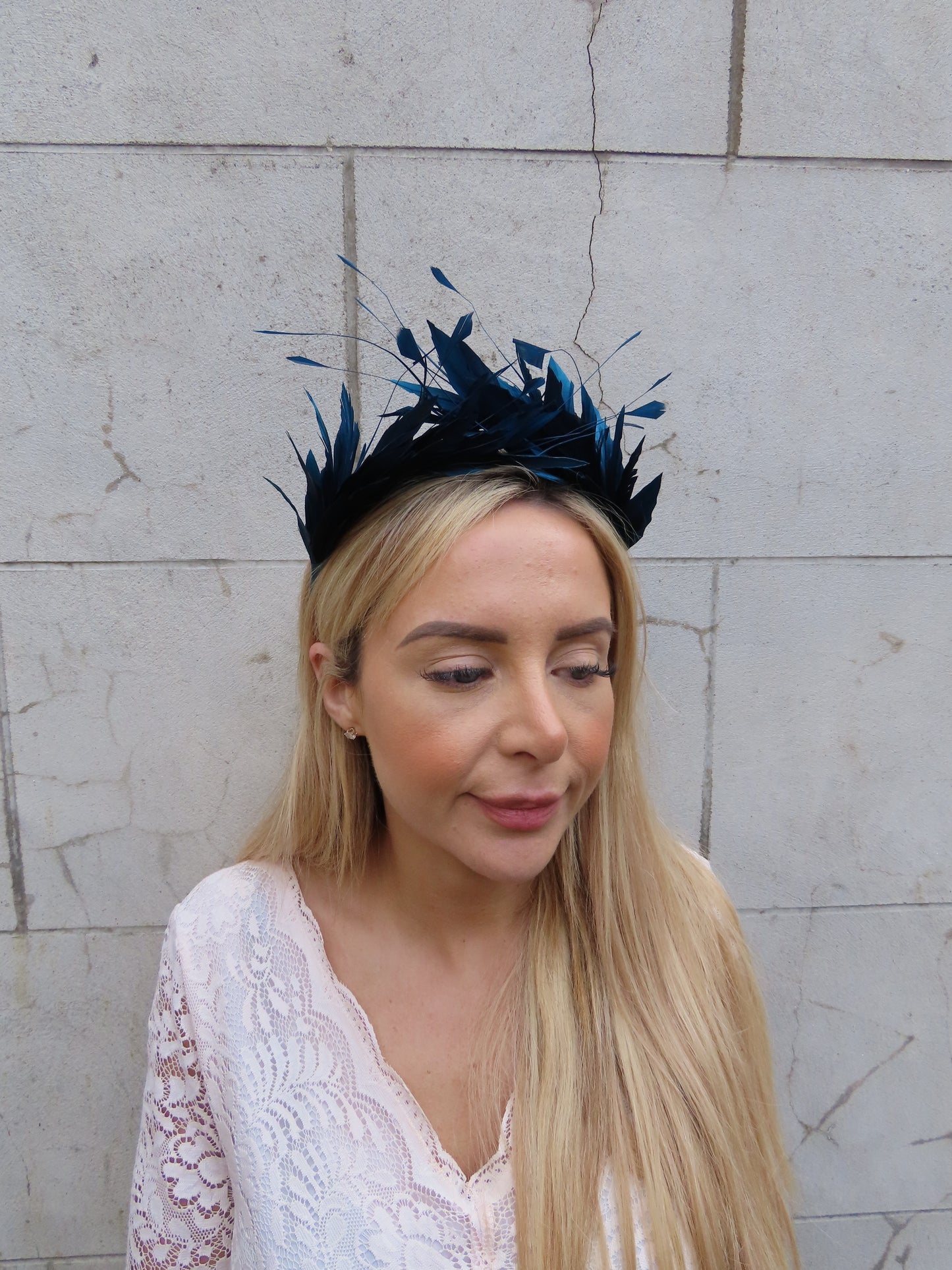 Teal Feather Crown Fascinator