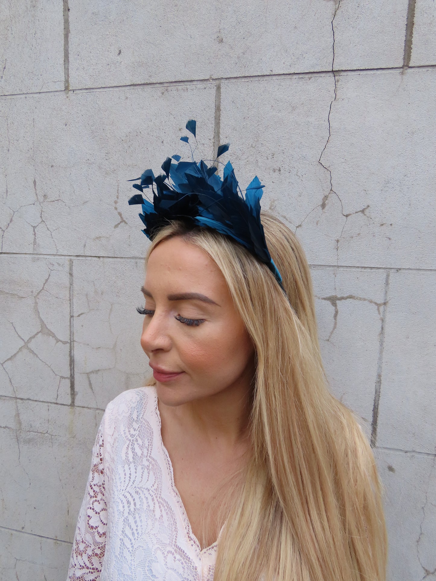 Teal Feather Crown Fascinator