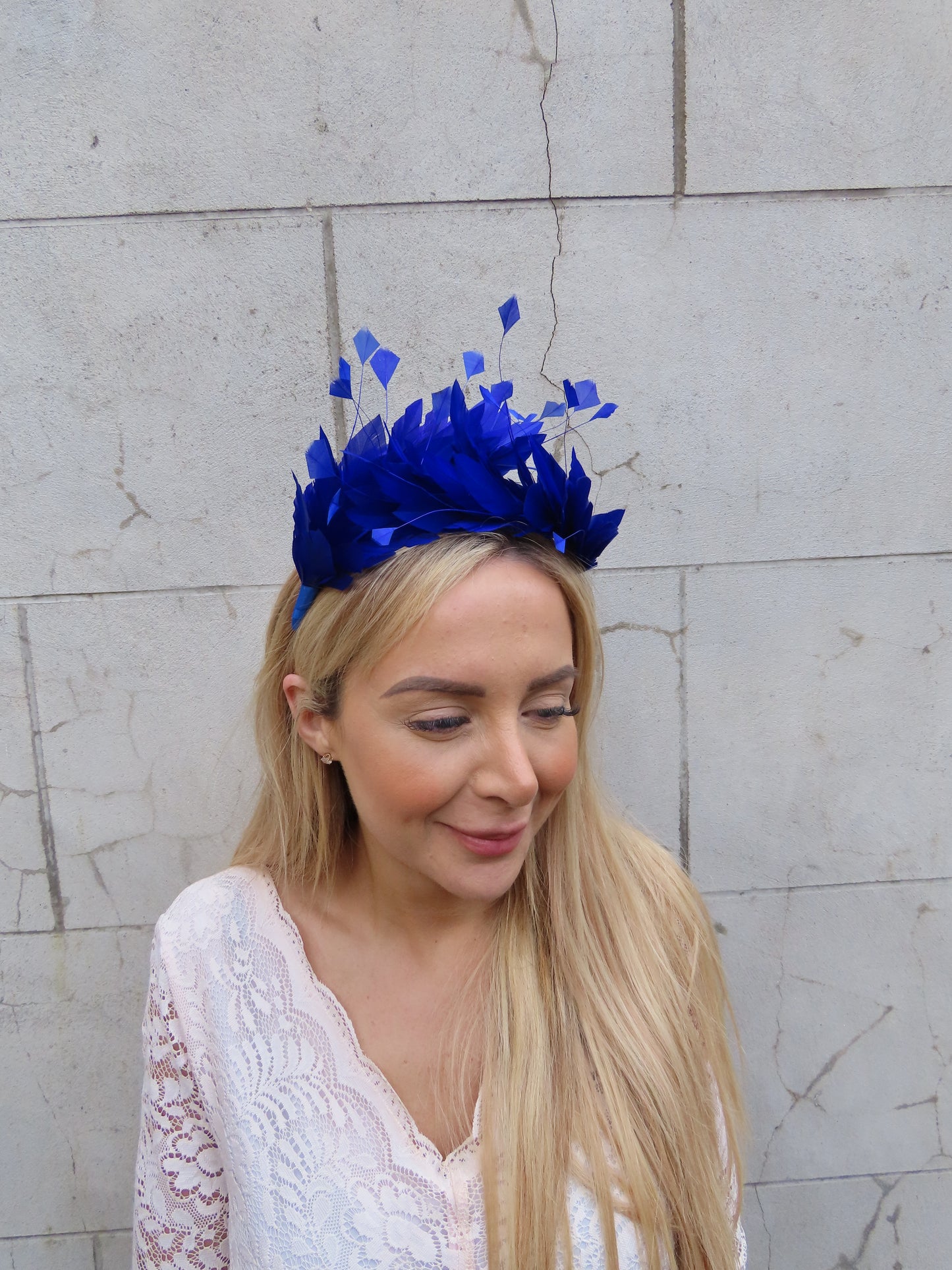 Royal Blue Feather Crown Fascinator