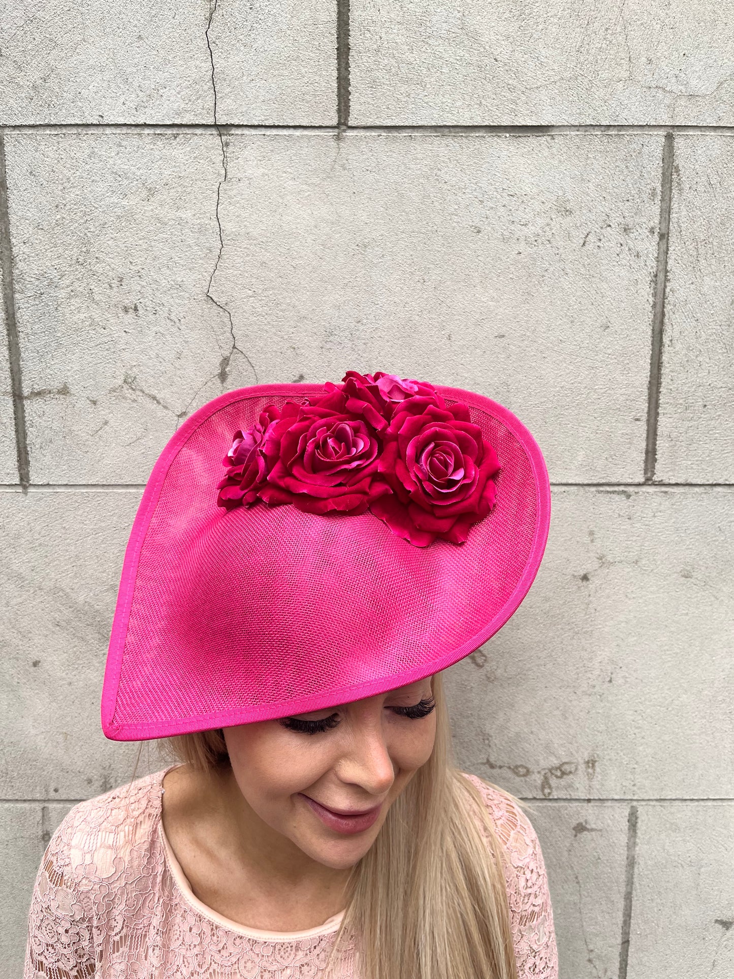 Dramatic Fuchsia Pink Flower Teardrop Hat