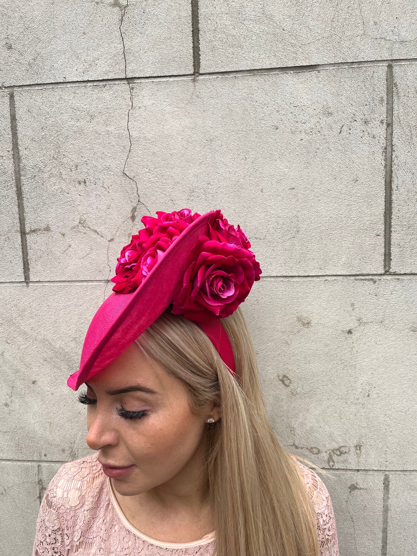 Dramatic Fuchsia Pink Flower Teardrop Hat