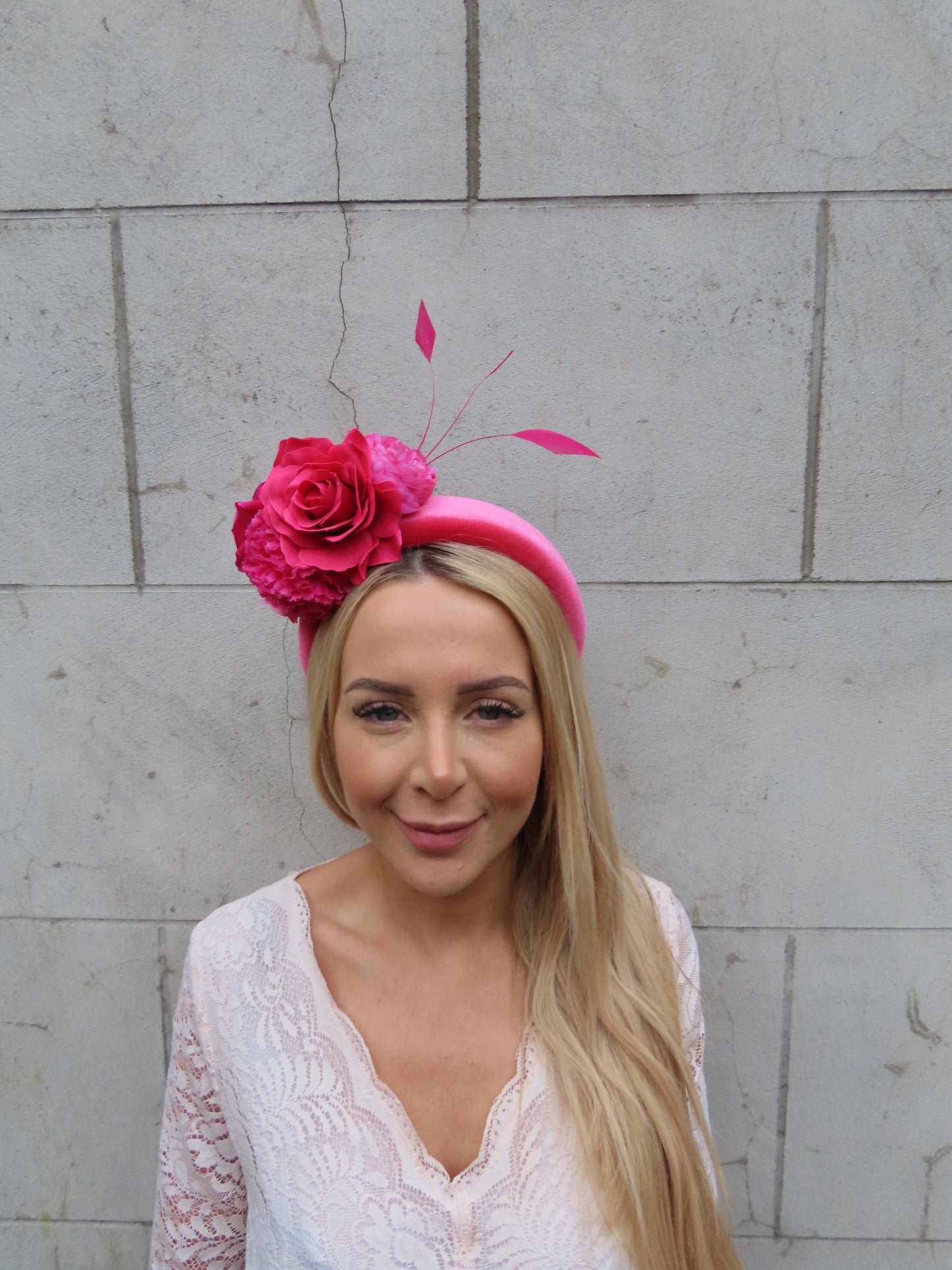 Hot Pink Flower Fascinator Headband