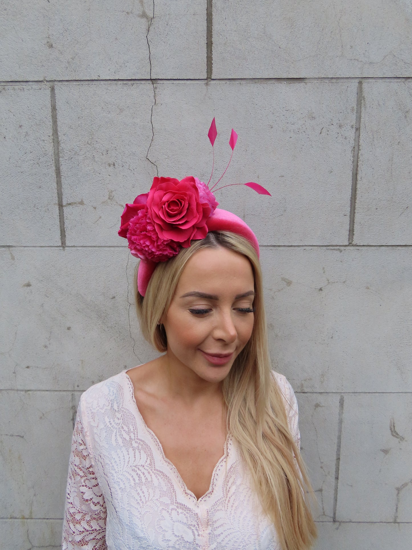 Hot Pink Flower Fascinator Headband