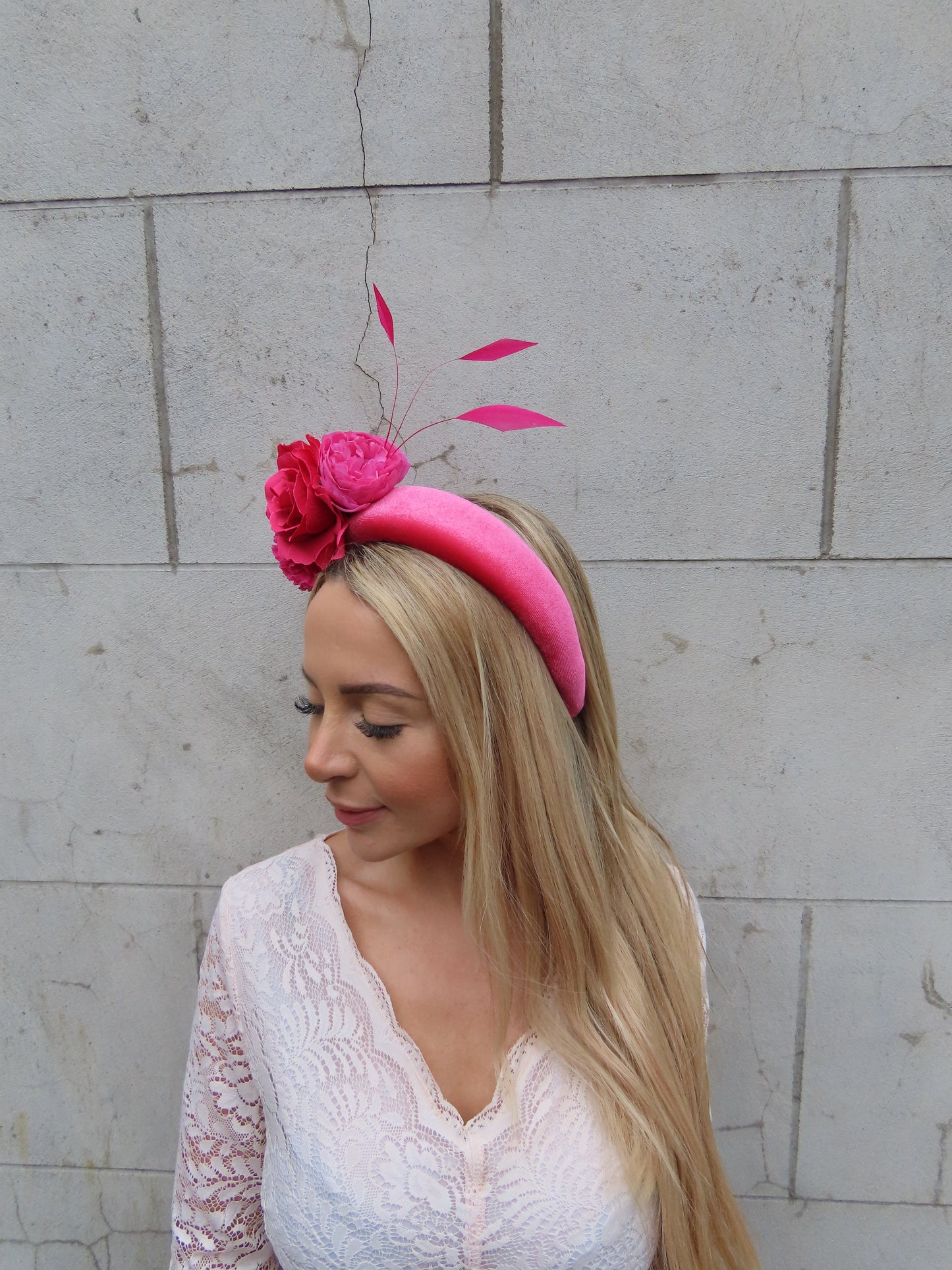 Hot Pink Flower Fascinator Headband