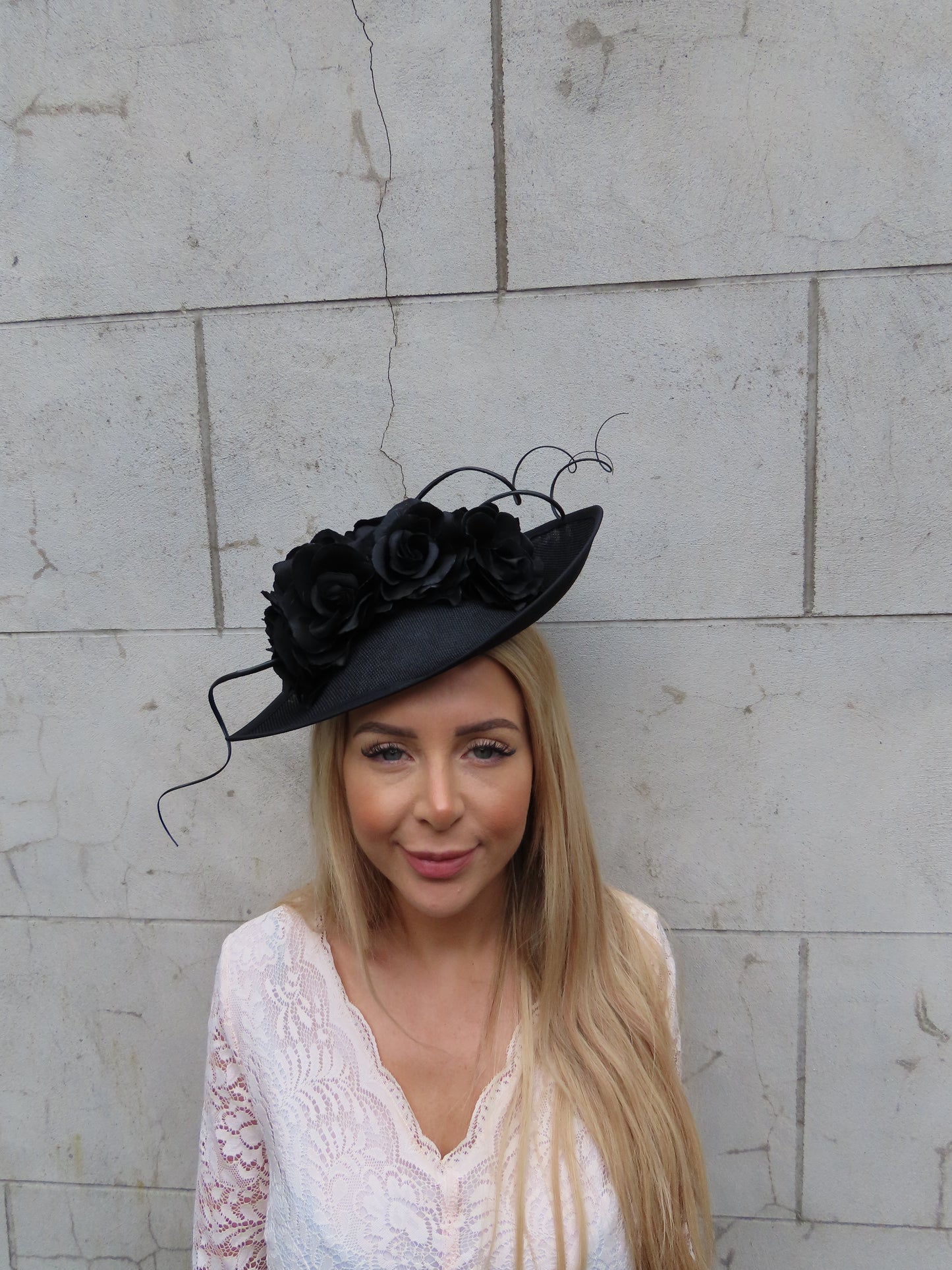 Large Black Rose Hat Fascinator