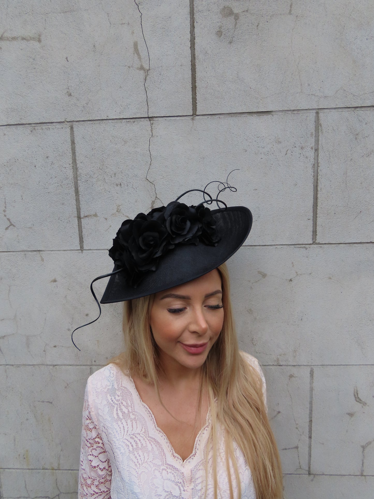 Large Black Rose Hat Fascinator