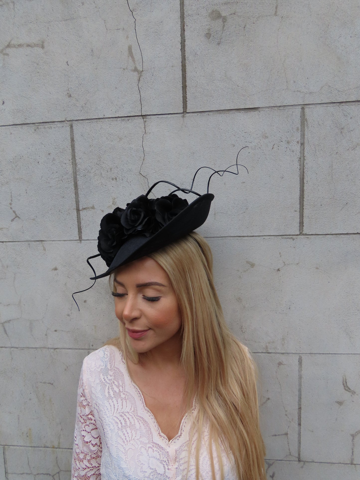 Large Black Rose Hat Fascinator