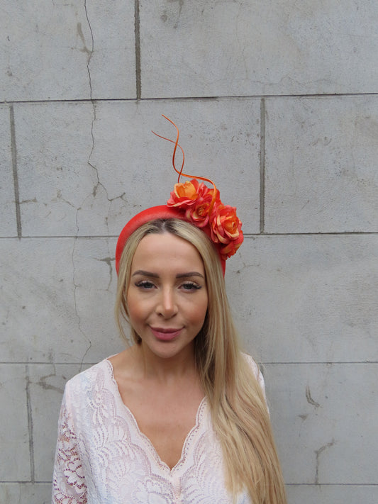 Burnt Orange Rose Flower Fascinator