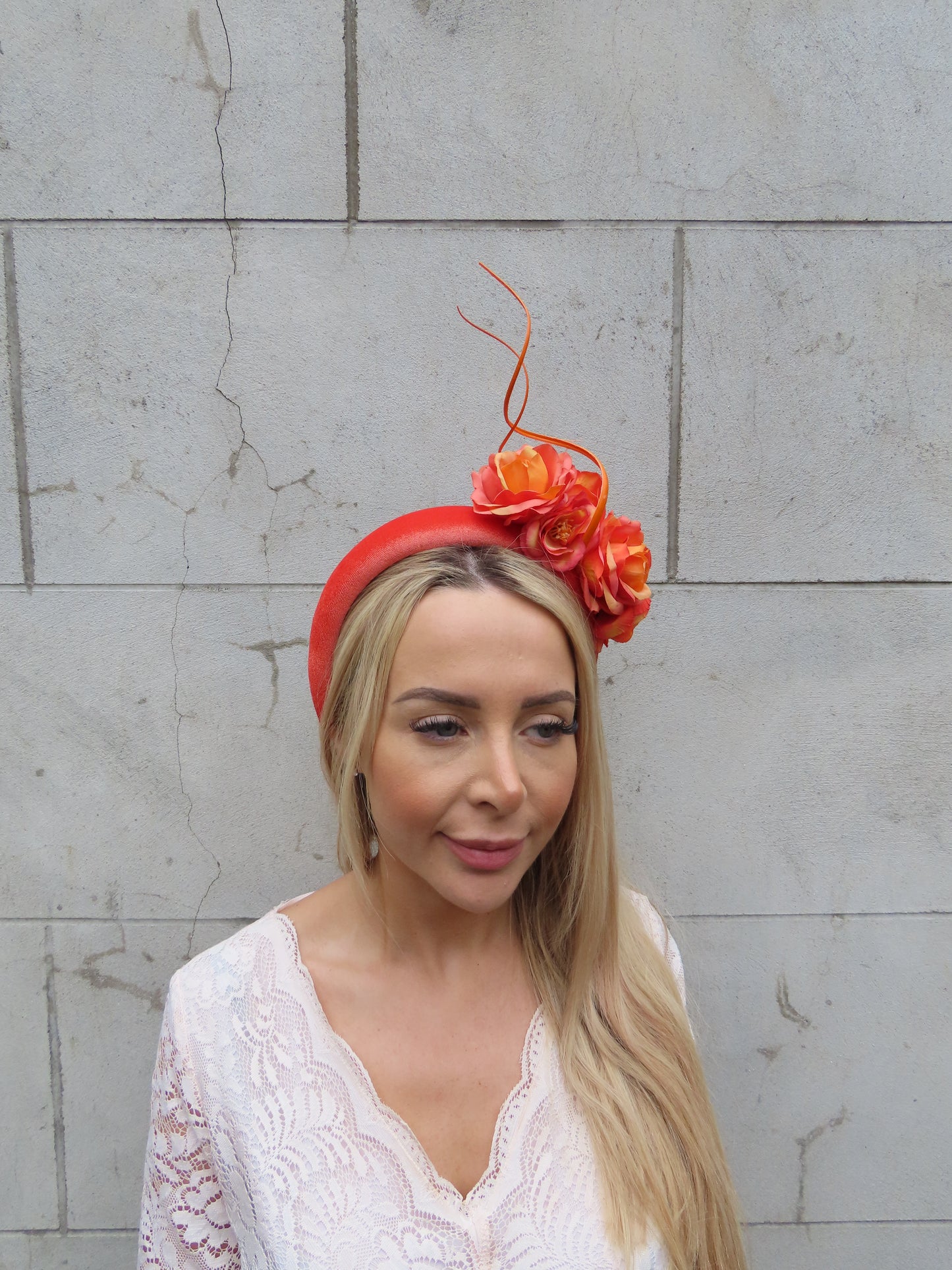 Burnt Orange Rose Flower Fascinator