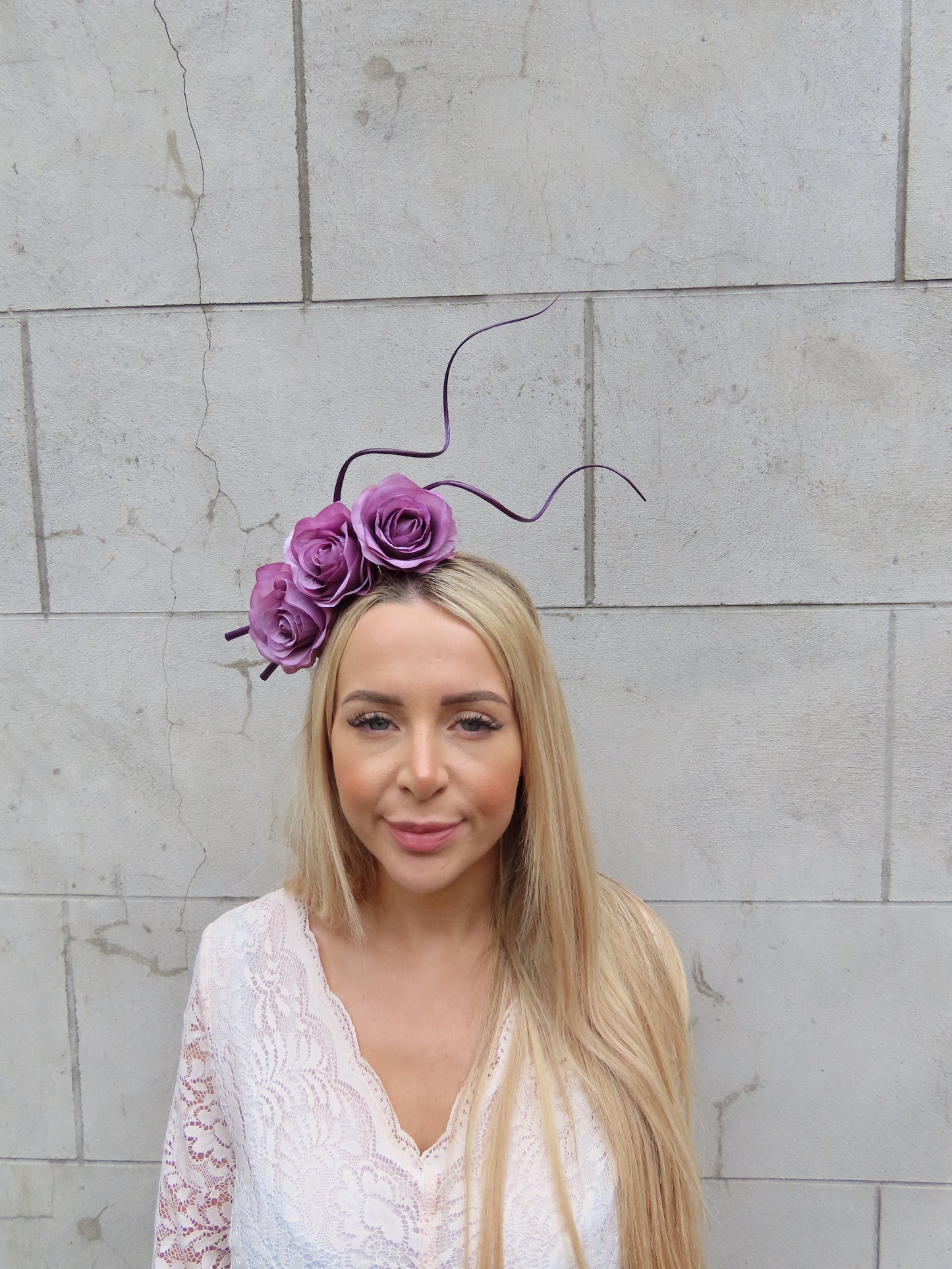 Grape Rose Flower Statement Headpiece