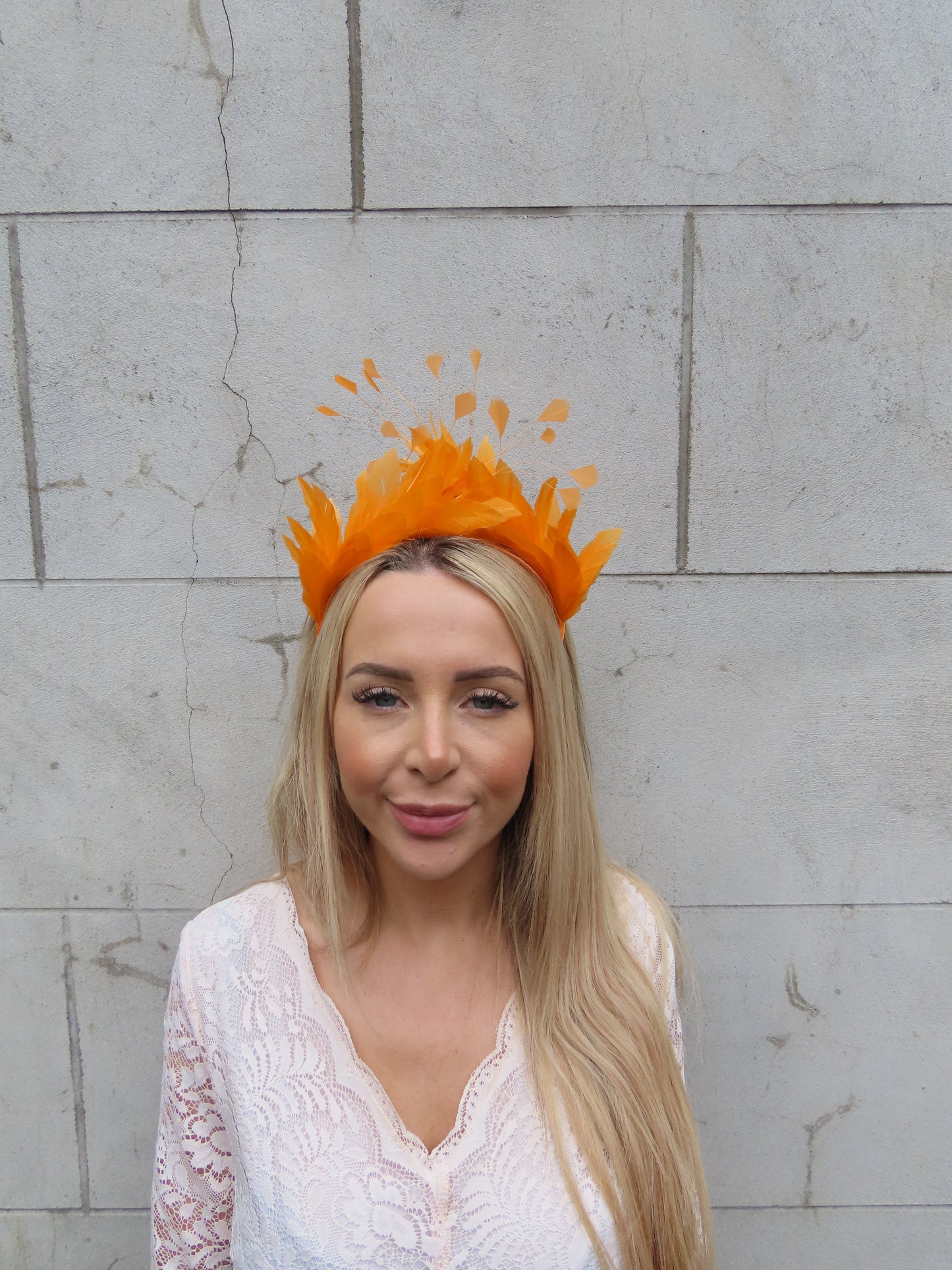 Orange Feather Crown Headpiece